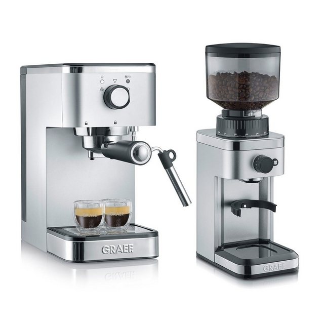 Graef Espressomaschine ES 400 Salita + CM 500 Kaffeemühle, praktisches Set aus Espressomaschine und Kaffeemühle