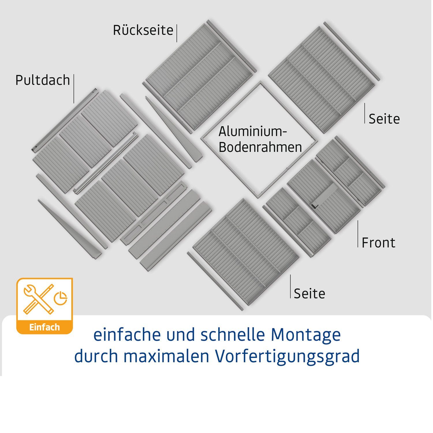 Hörmann Ecostar Gerätehaus Trend Metall-Gerätehaus 2-flüglige anthrazitgrau Pultdach mit Typ Tür 3