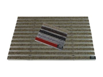 Fußmatte Emco Eingangsmatte DIPLOMAT + Bodenwanne 75mm Aluminium, Rips Sand, Emco, rechteckig, Höhe: 75 mm, Größe: 600x400 mm, für Innen- und überdachten Außenbereich