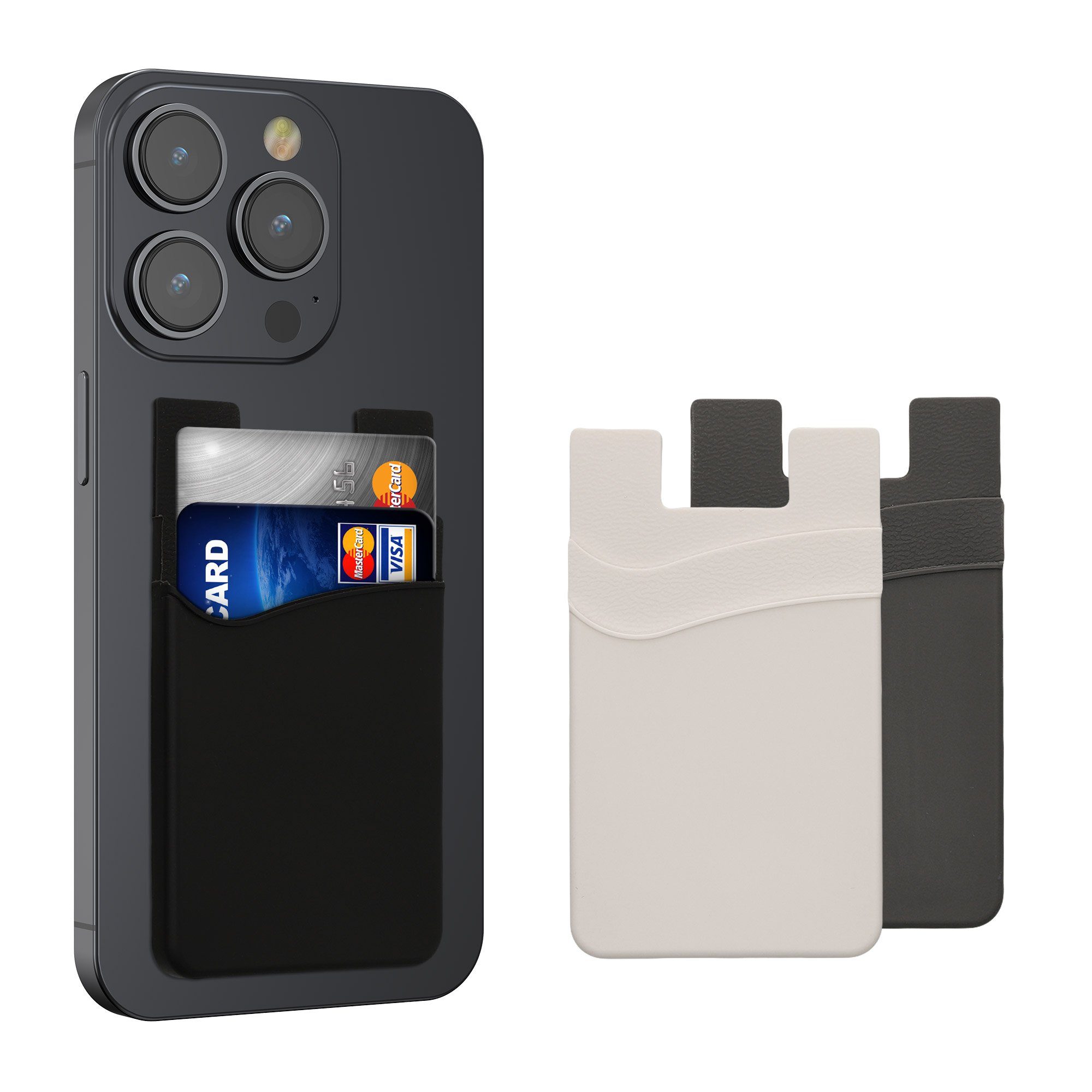 kwmobile Kartenetui 3x Stick-on Kartenhalter für Kreditkarten - Halter (1-tlg), 5,7 x 9,8 cm - für bis zu 4 Karten oder Bargeld - Wallet