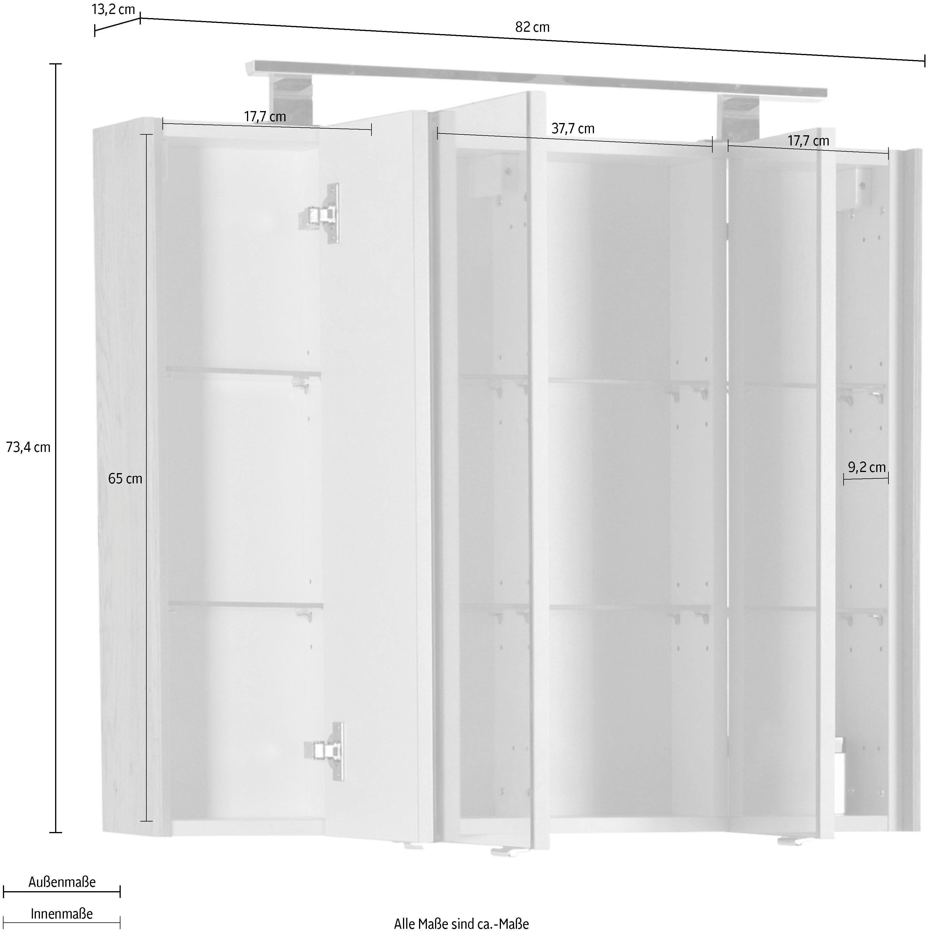 Nachbildung cm Eiche Eiche Spiegelschrank 3400 | 82 Struktur Nachbildung MARLIN Struktur Breite