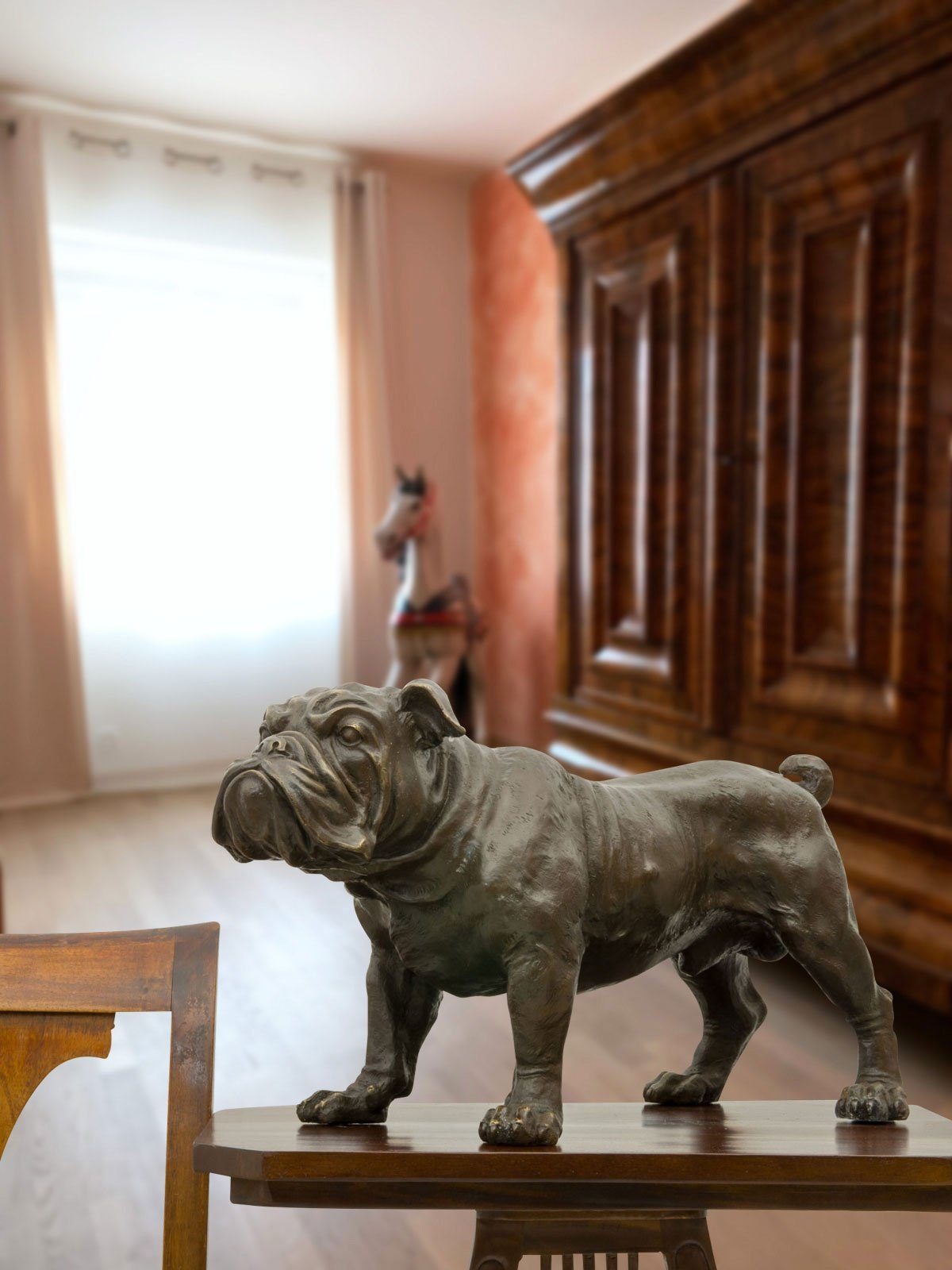 Aubaho Skulptur Bronzeskulptur Hund Antik-Stil 55cm im Bronze Bulldogge Statue Figur
