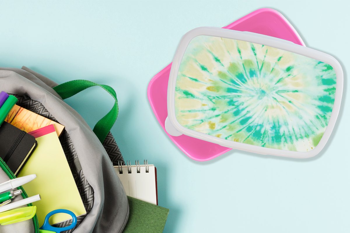 Brotbox Muster MuchoWow (2-tlg), - Brotdose Krawattenfärbung Spirale, Snackbox, Kunststoff Erwachsene, Lunchbox Kunststoff, rosa Mädchen, - für Kinder,