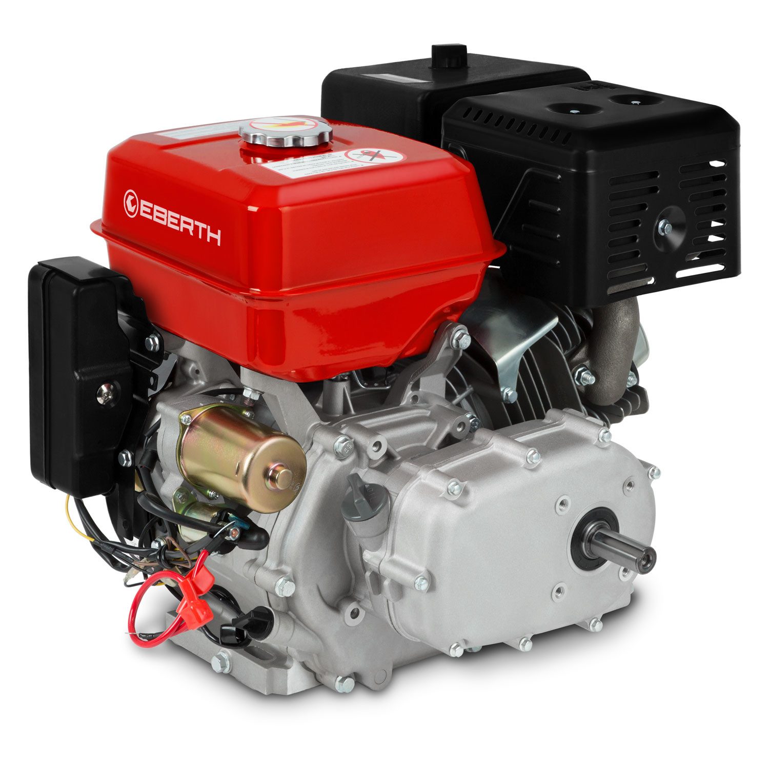 EBERTH Stromerzeuger 15 PS 11,03 kW Benzinmotor Standmotor Antriebsmotor mit Ölbadkupplung, 22 mm Ø Welle, E-Start, 17ah 12V Batterie, Ölmangelsicherung, 4-Takt