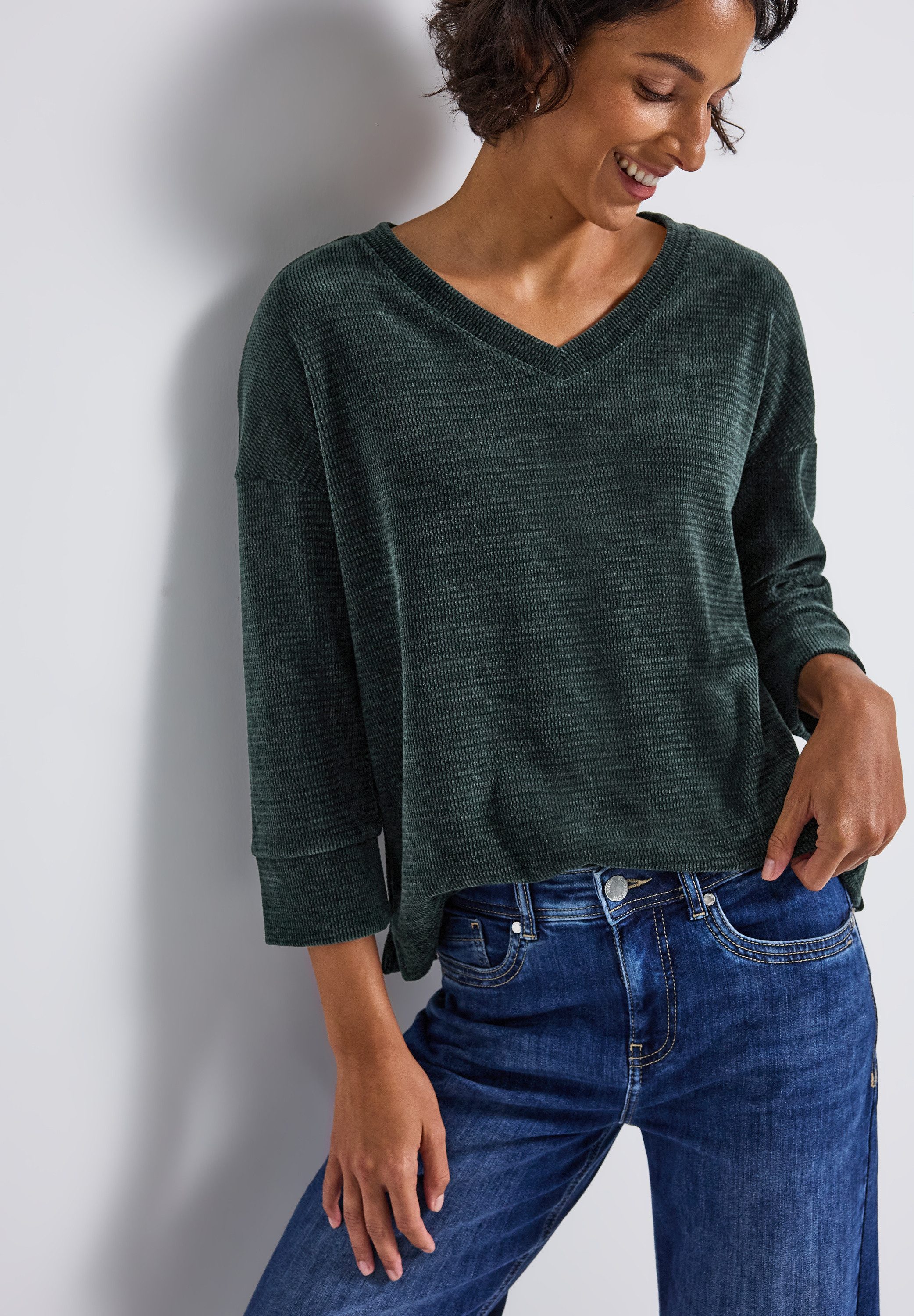 STREET ONE 3/4 Arm-Pullover mit Rippbündchen günstig online kaufen