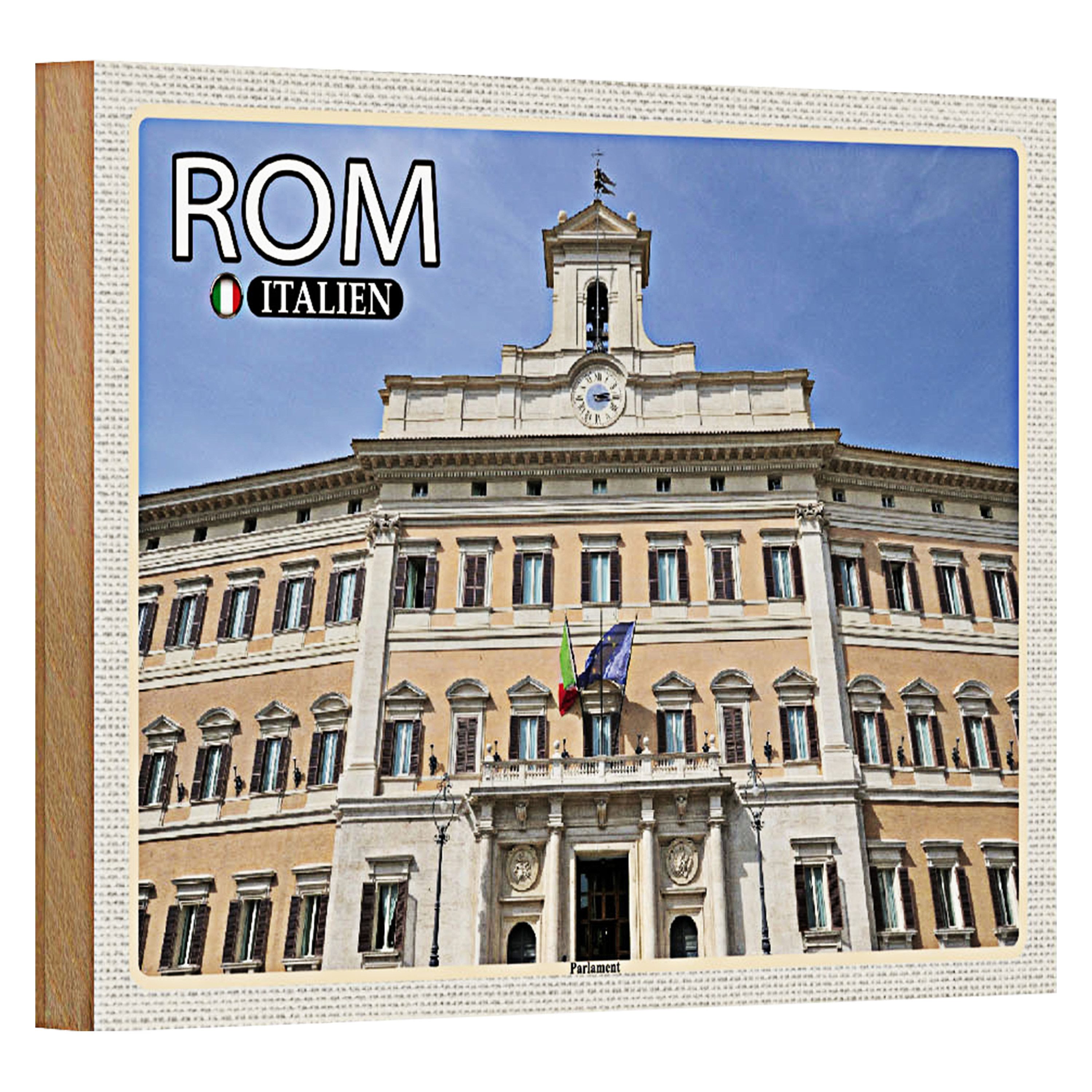 Roomando Holzbild Reise Rom Italien Parlament Architektur 18x12cm