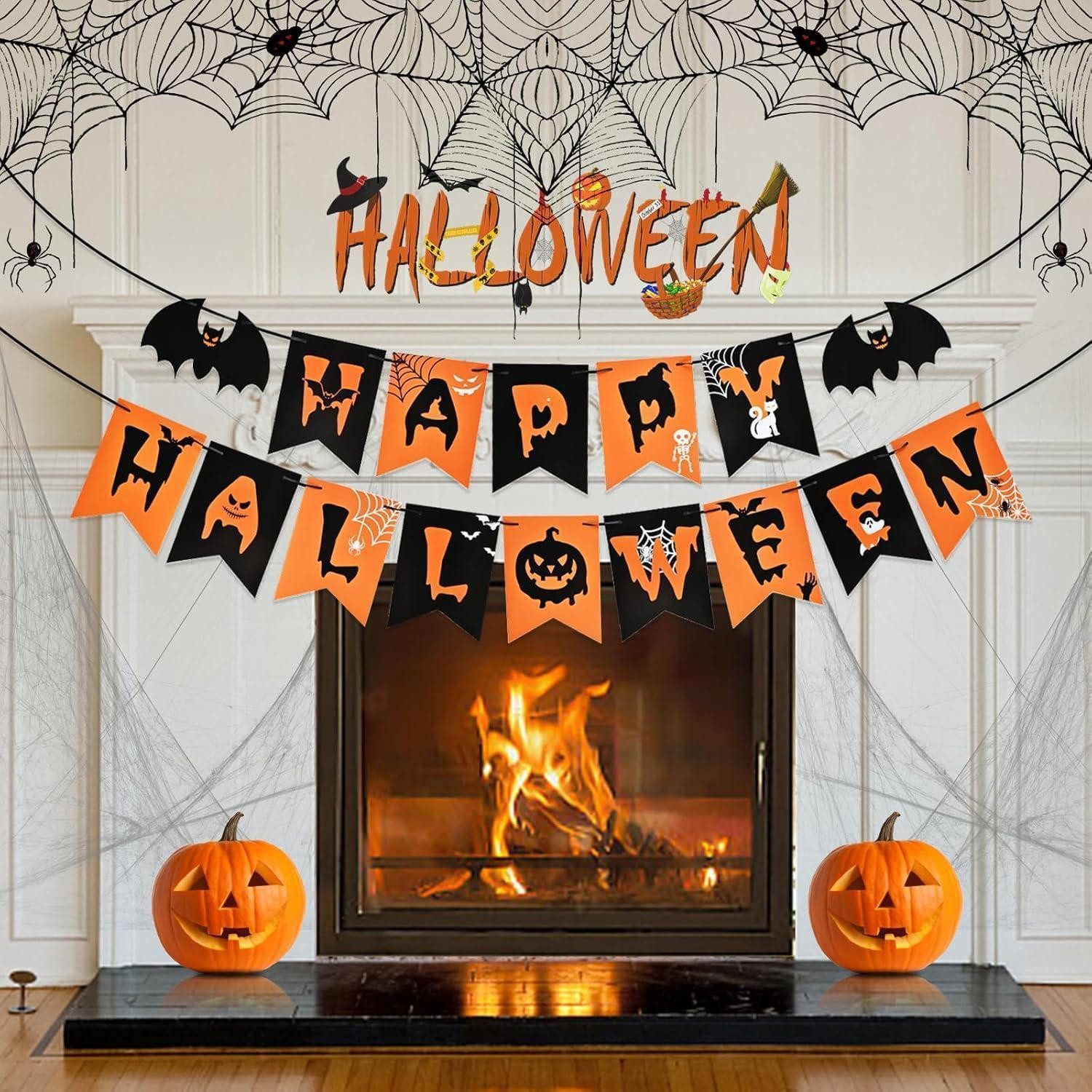 LuxusKollektion Girlande Girlande Halloween Deko Papier Fledermaus Tür Happy Halloween Banner