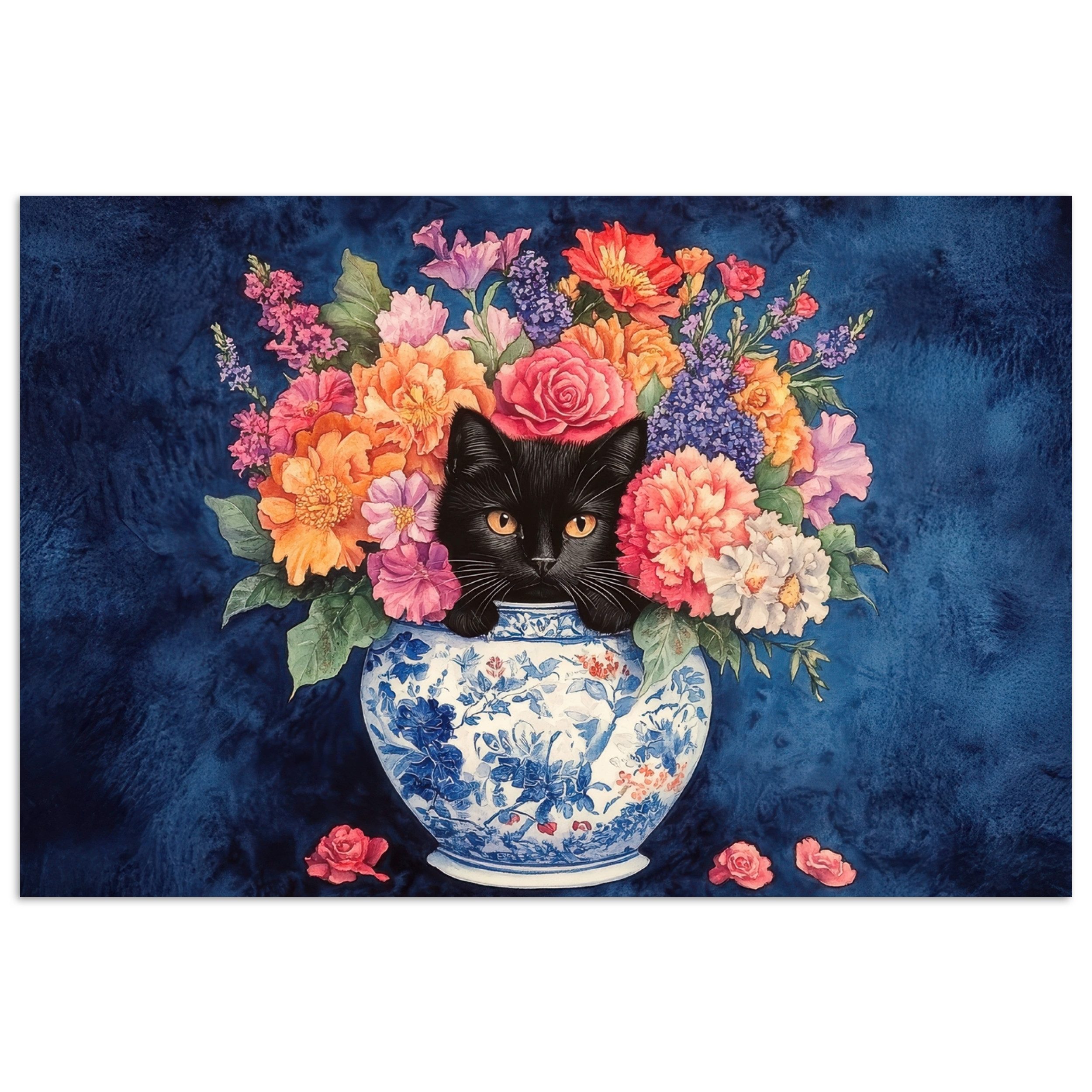 Katze - Blumen - Vase