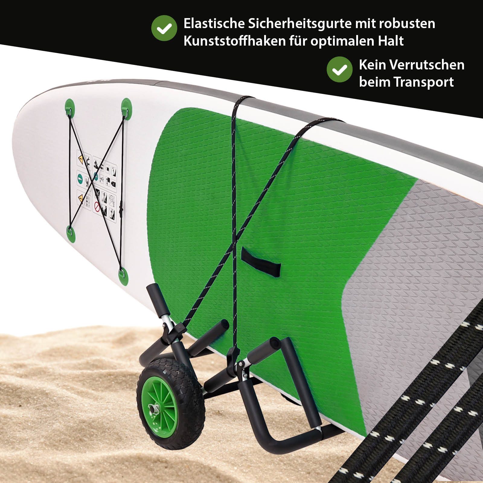 TRUTZHOLM SUP-Transportwagen 2 SUP's klappbares mit Polsterung PU-Räder inkl.2 Sicherheitsgurte, klappbar, pannensicher, abnehmbare Räder
