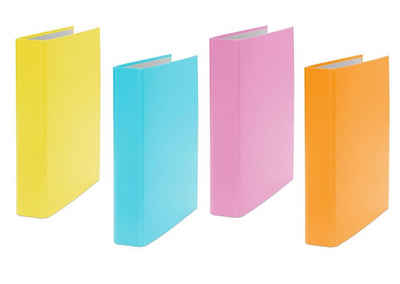 Livepac Office Aktenordner 4x Ringbuch / DIN A5 / 4-Ring Ordner / je 1x gelb, türkis, pink und or