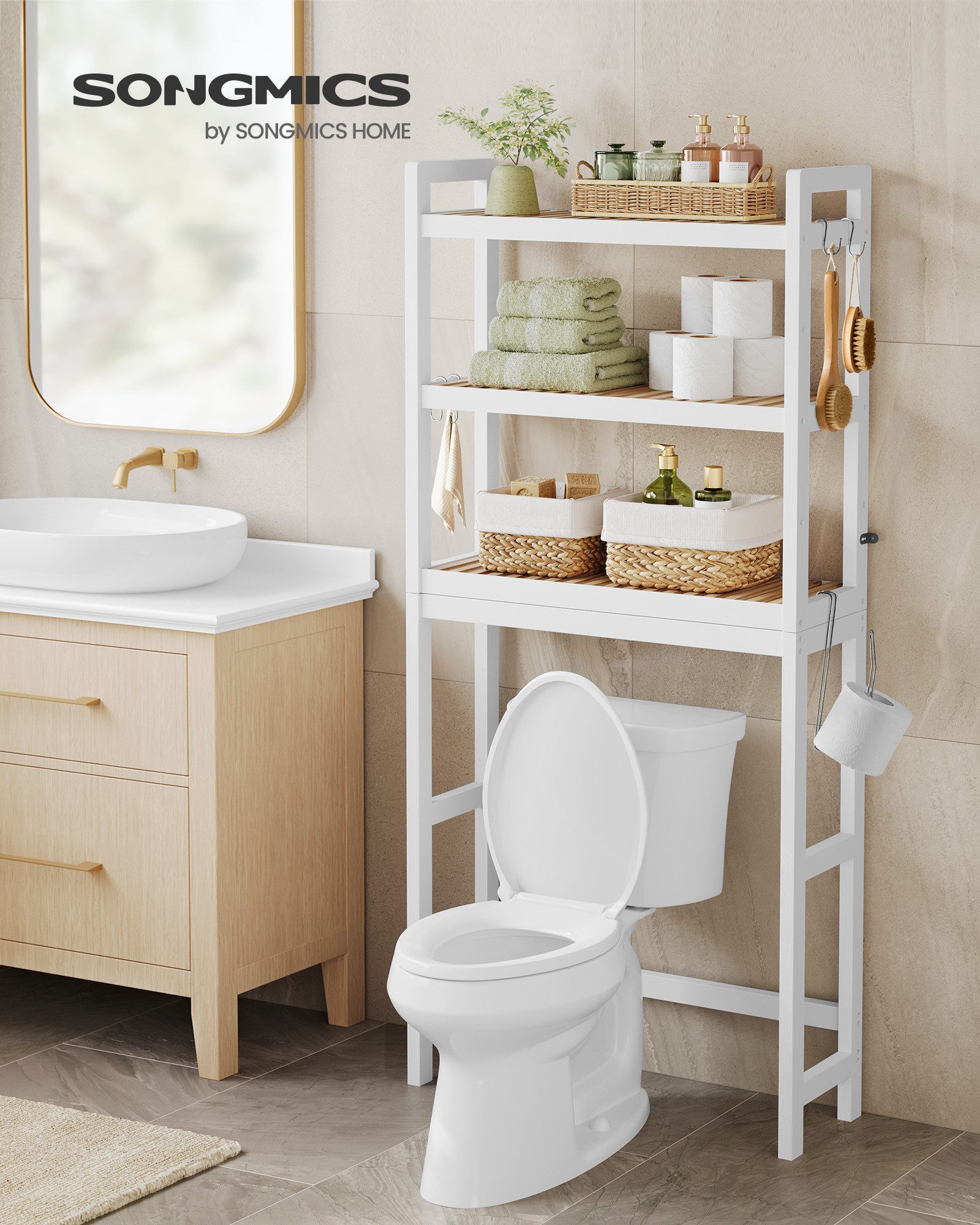 SONGMICS Regalelement, Toilettenregal, Badezimmerregal, Waschmaschinenregal günstig online kaufen