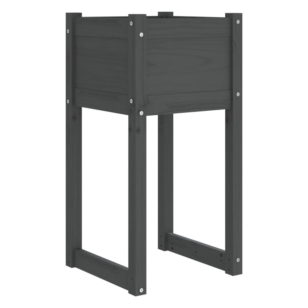 vidaXL Blumentopf Pflanzkübel Grau 40x40x81 cm Massivholz Kiefer (1 St)