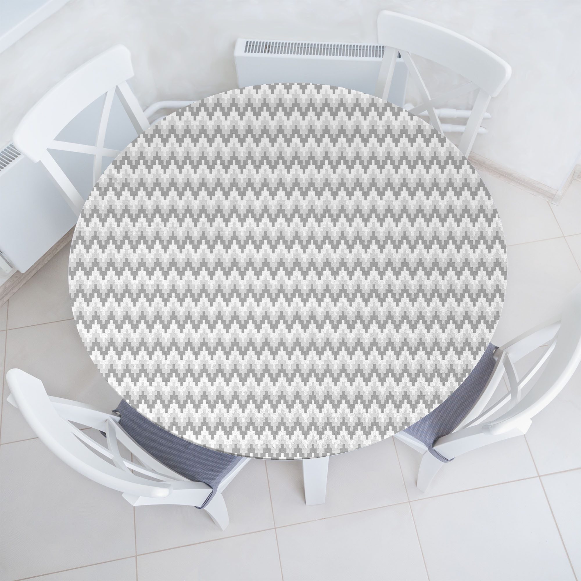 Abakuhaus Tischdecke Rundum-elastische Stofftischdecke, grau Geometric Ziggurat Grau Ombre