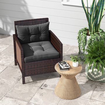 Outsunny Sitzkissen 2er-Set Gartenstuhlauflagen Sitzauflagen mit 10 cm dicken Polsterung, für Rattan- & Gartenmöbel, Polyester, Dunkelgrau
