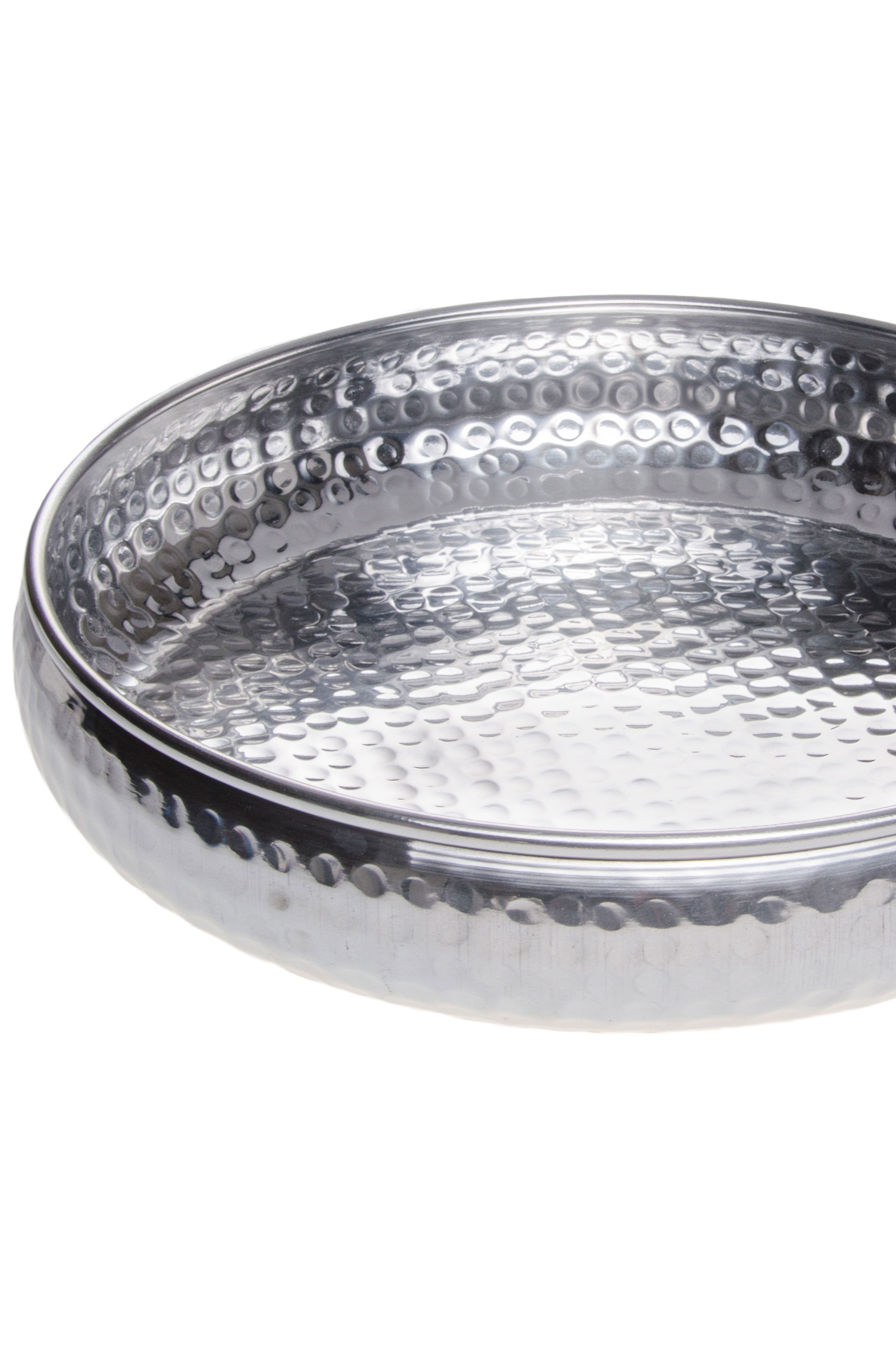 Marrakesch Orient & Mediterran Interior Dekotablett Tablett Fidan aus Metall zum Servieren und Dekorieren, in Silber 34 cm (1 St), Handarbeit – Bild 3 von 4