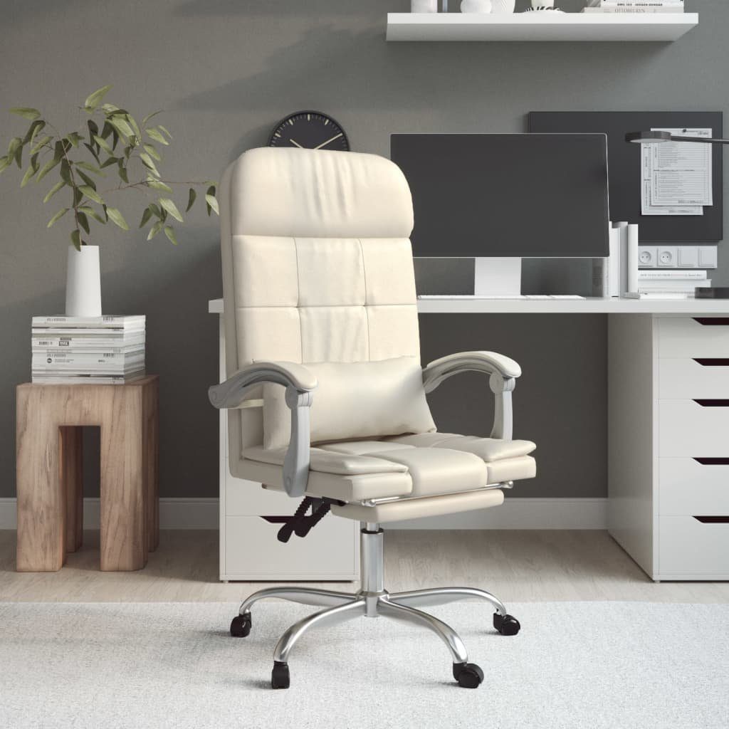 vidaXL Bürostuhl Bürostuhl mit Massagefunktion Creme Kunstleder (1 St) Creme | Creme