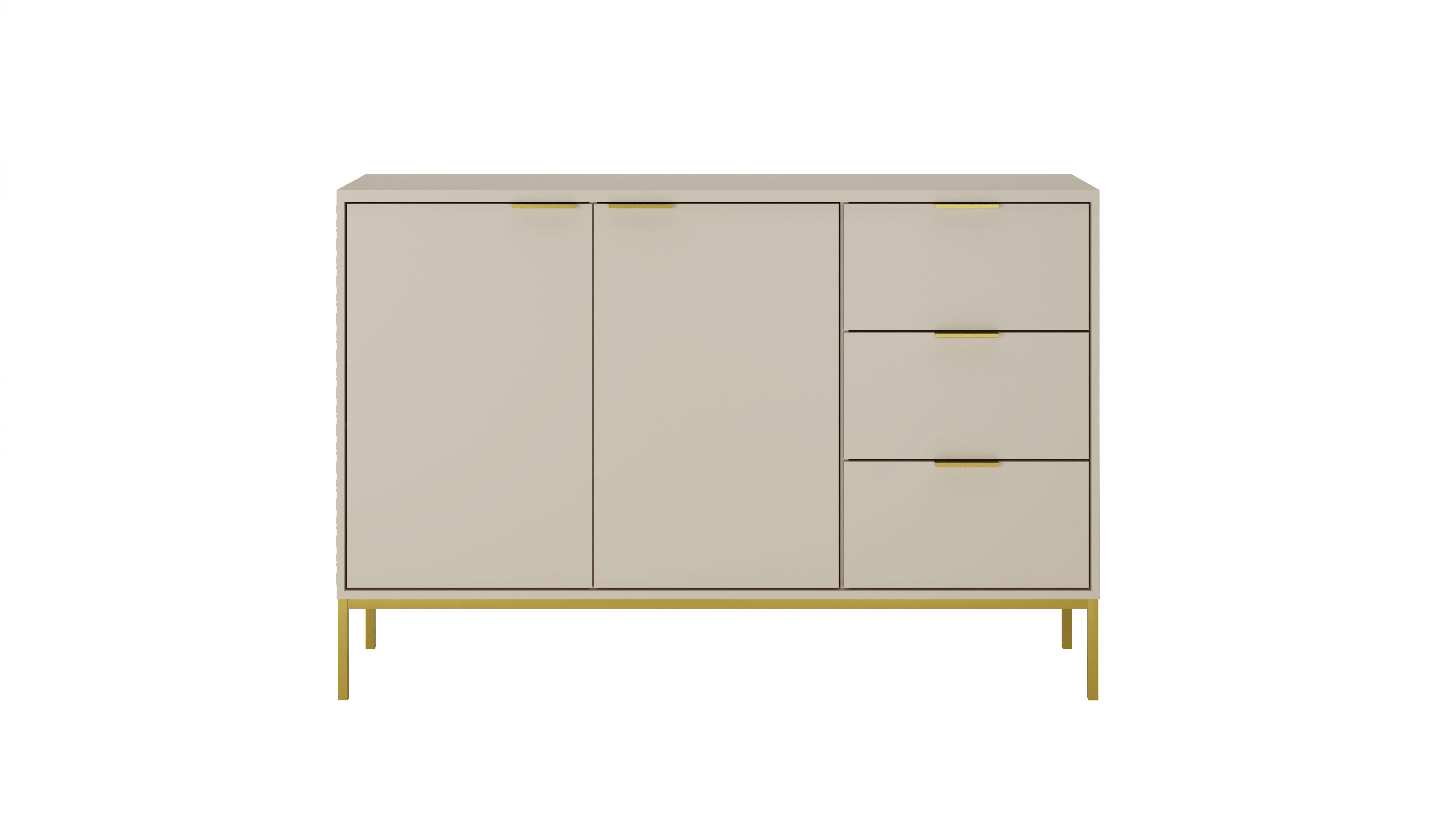 Raumhirsch Furniture Kommode Austin 150x40x100 cm (Einzelmöbel, Kommode mit 2 Türen & 3 Schubladen), hochwertige Verarbeitung, ABS-Kanten, elegante Metallgriffe