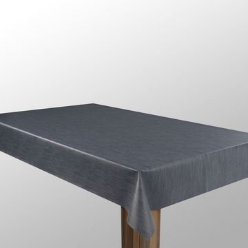 laro Tischdecke Wachstuch-Tischdecken Abwaschbar Grau Blau Leinenoptik rechteckig