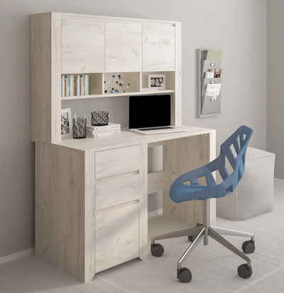 Feldmann-Wohnen Schreibtisch ANGEL (PC-Tisch, Computertisch), - mit Container und Aufsatz