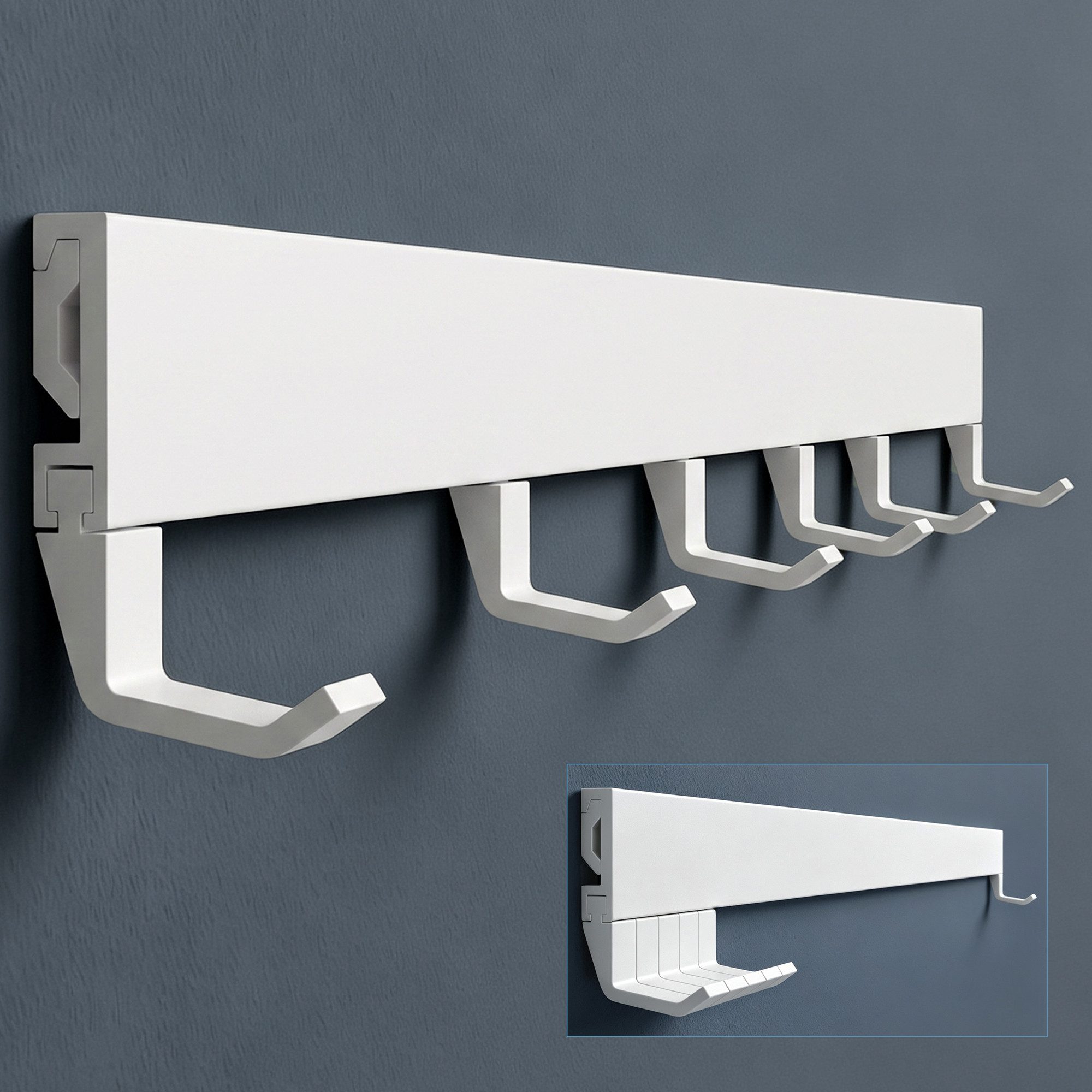 doporro Garderobenleiste Garderobenhaken mit verschiebbaren Kleiderhaken aus Aluminium Stalo10 (6 St), Pulverbeschichtet, aus hochwertige Alu