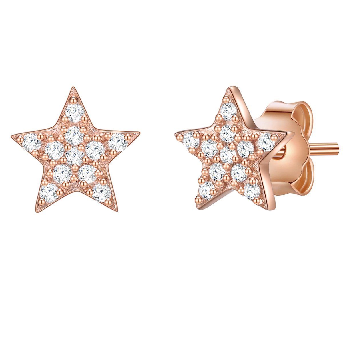 Lulu & Jane Paar Ohrstecker Stern roségold, mit Zirkonia günstig online kaufen