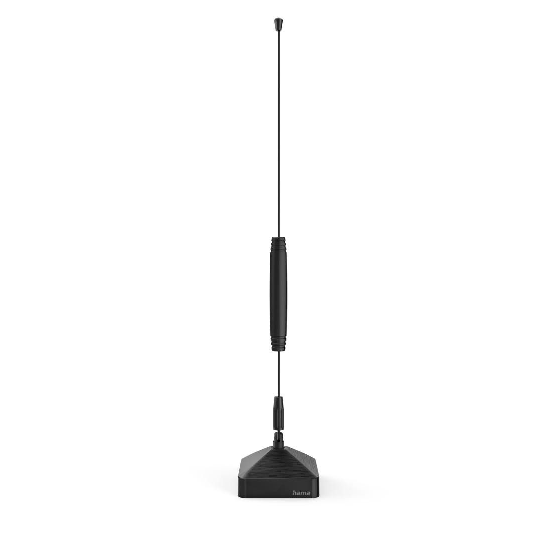 Hama Passive Zimmerantenne für DAB+, DAB, DVB-T2, UKW, Farbe schwarz Stabantenne (DAB, DAB+, DVB-T2, UKW, für Innenbereich), schwenkbar, perfekter Empfang, TV, Radio, Koaxkabel 1,45 m, innen