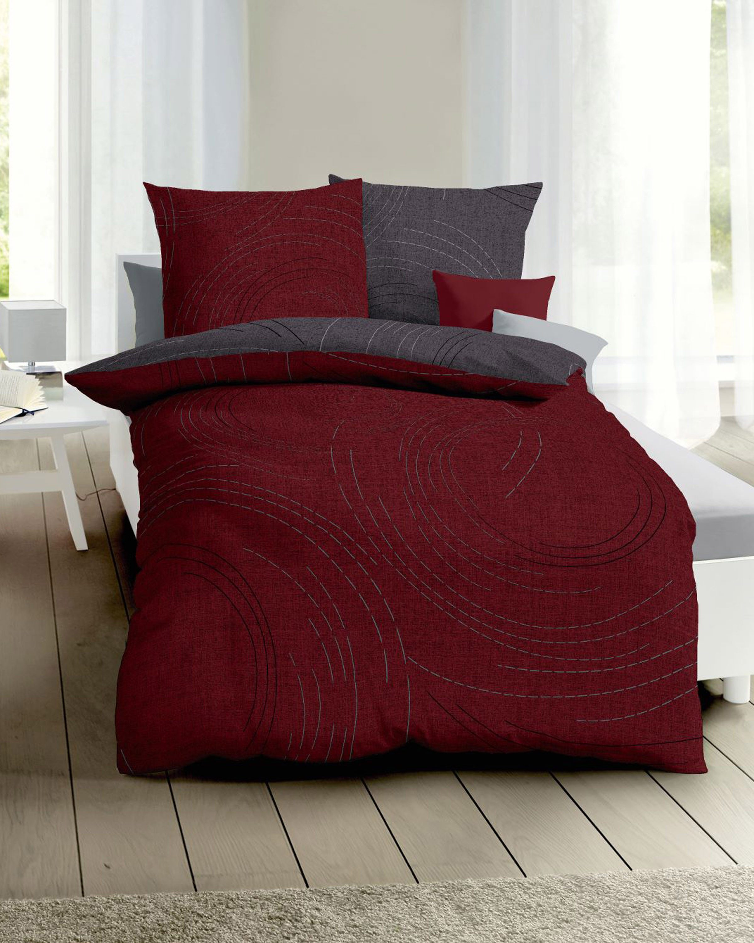 Kaeppel Wendebettwäsche JARO 100% Baumwolle, Mako-Satin, 2 teilig, mit Markenreißverschluss, zeitloses Design, pflegeleicht