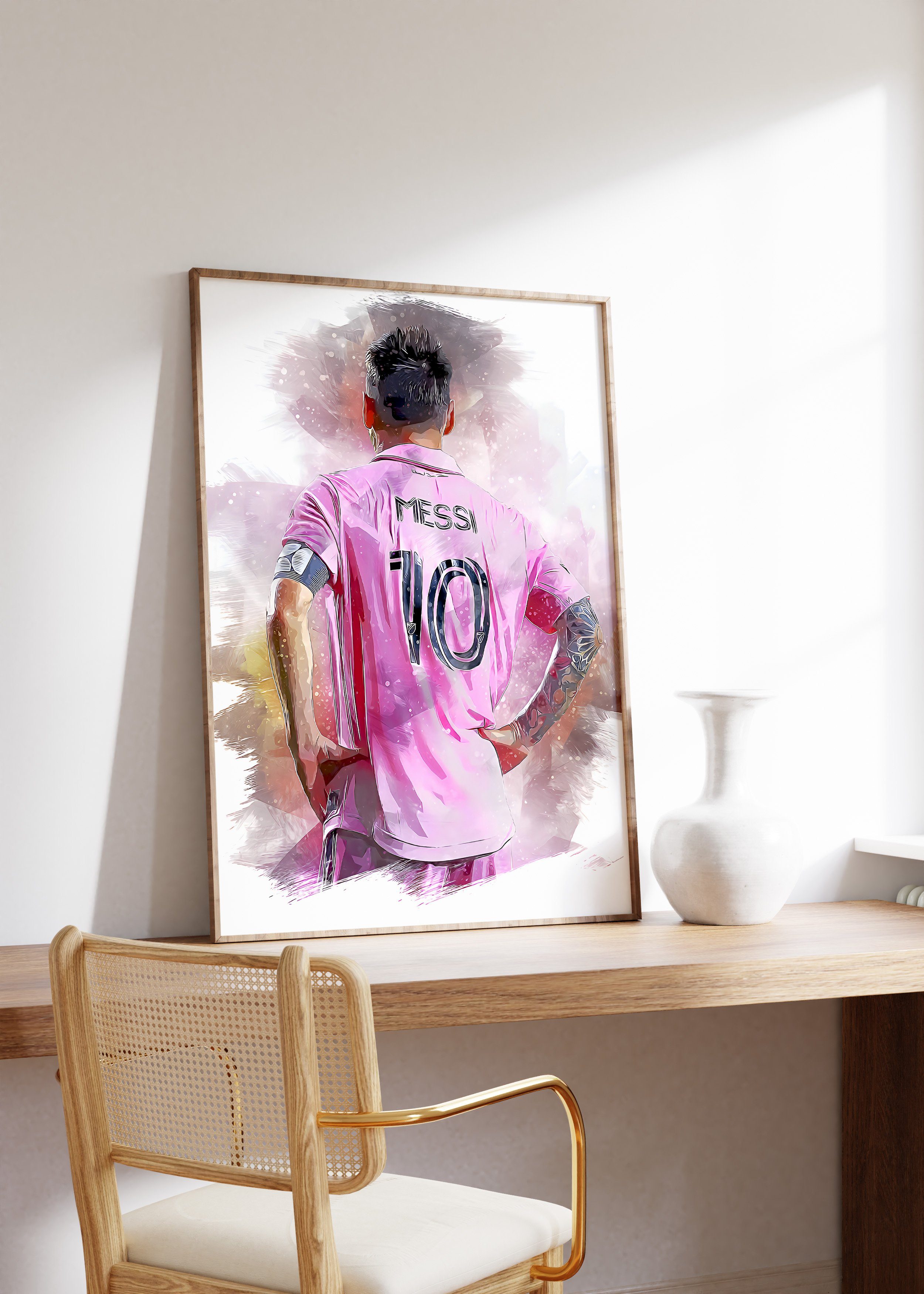 ® Poster Messi · Rahmen Fußball Miami JUSTGOODMOOD ohne Inter 10 · Lionel Poster