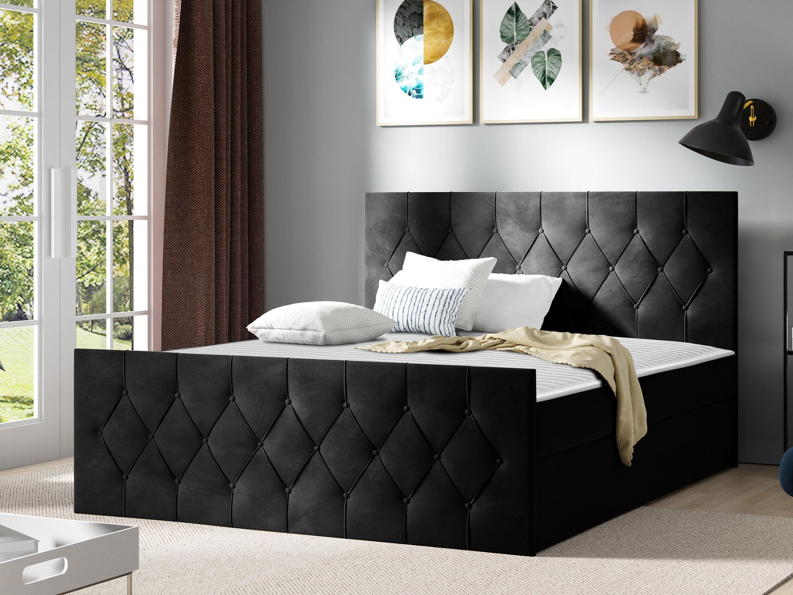 MIRJAN24 Boxspringbett Sky Lux (Matratze, Topper, Polsterkopfteil und Fußteil), Doppelbett mit 2 Bettkästen, Bettgestell