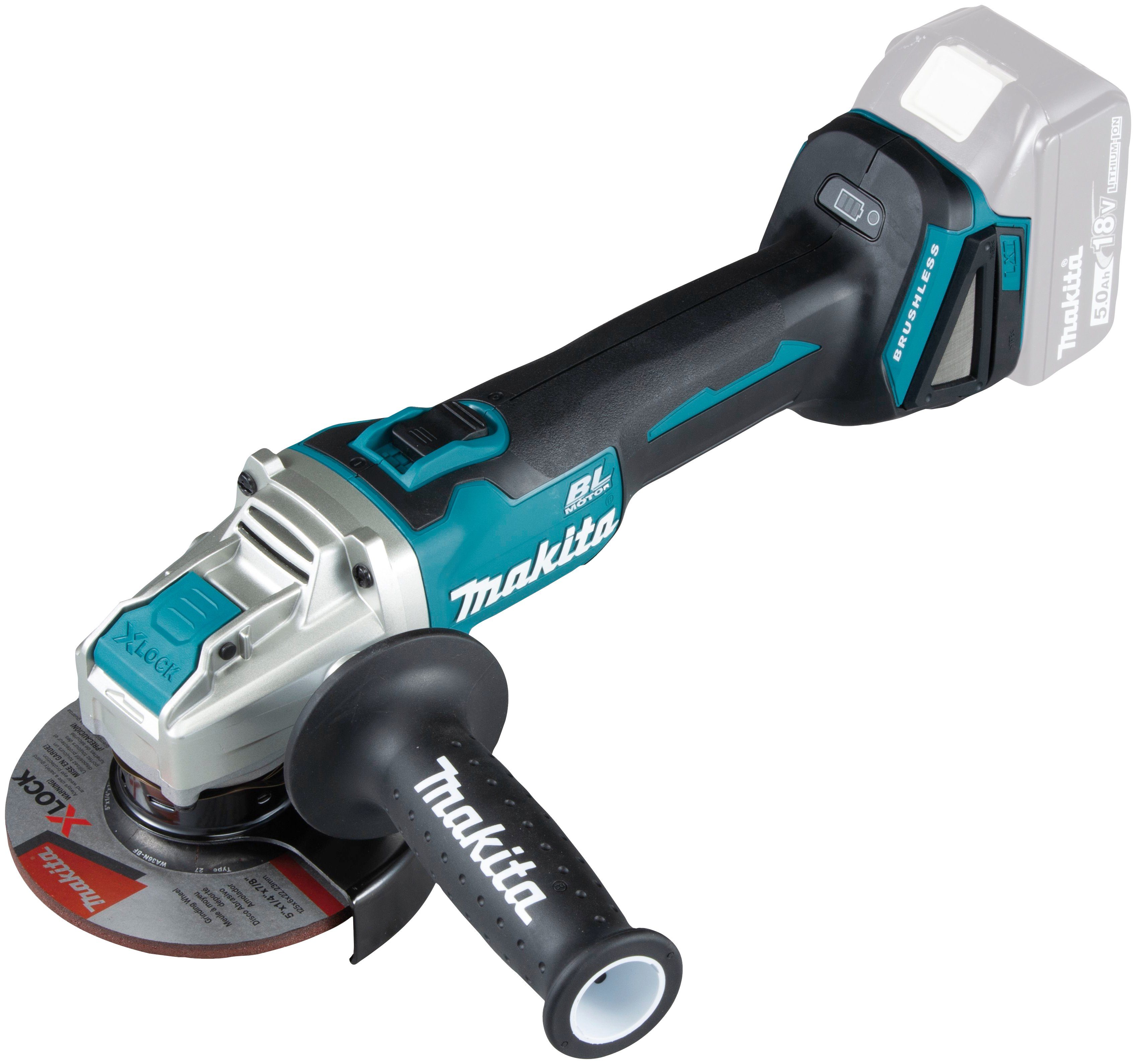 Makita Akku-Winkelschleifer DGA521ZX1, max. 8500 U/min, 18V, 125 mm, X-LOCK, 8.500 min-1, ohne Akku und Ladegerät