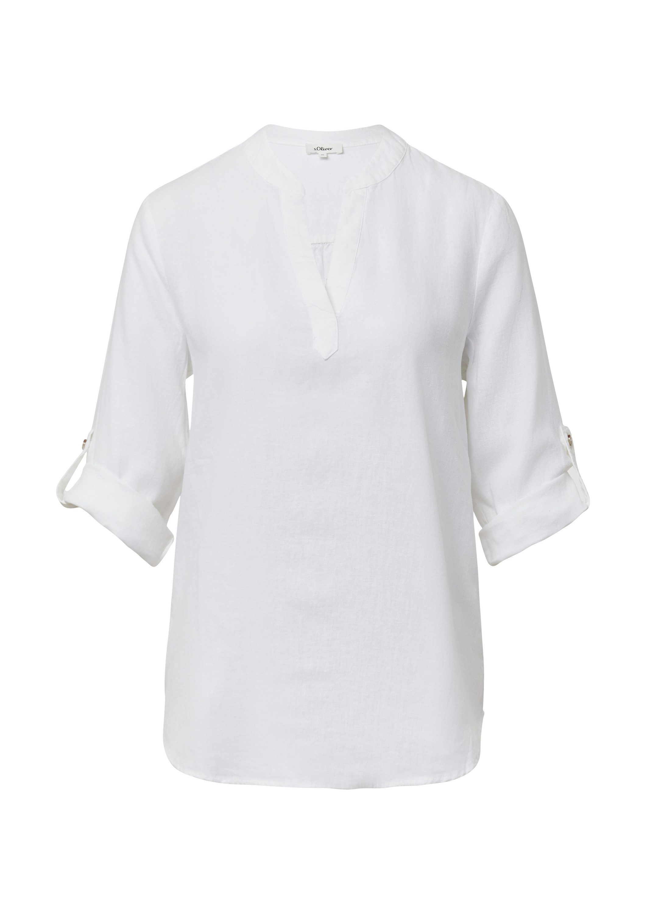 s.Oliver Kurzarmbluse Bluse Leinenmix-Bluse mit Turn-up günstig online kaufen