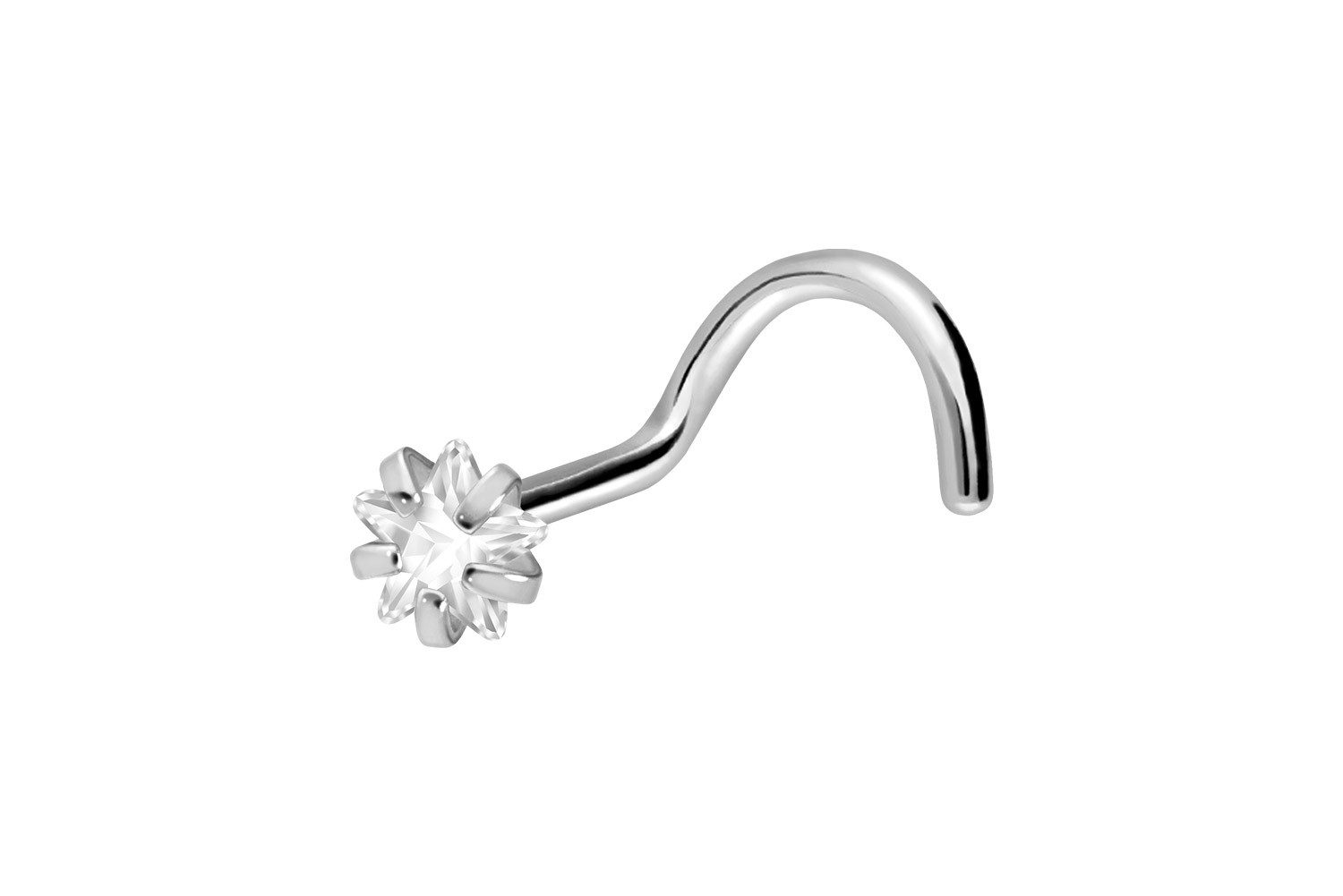 PIERCINGLINE Nasenpiercing Titan Nasenstecker Spirale EINGEFASSTER KRISTALLSTERN (Nasenstecker, 1-tlg)