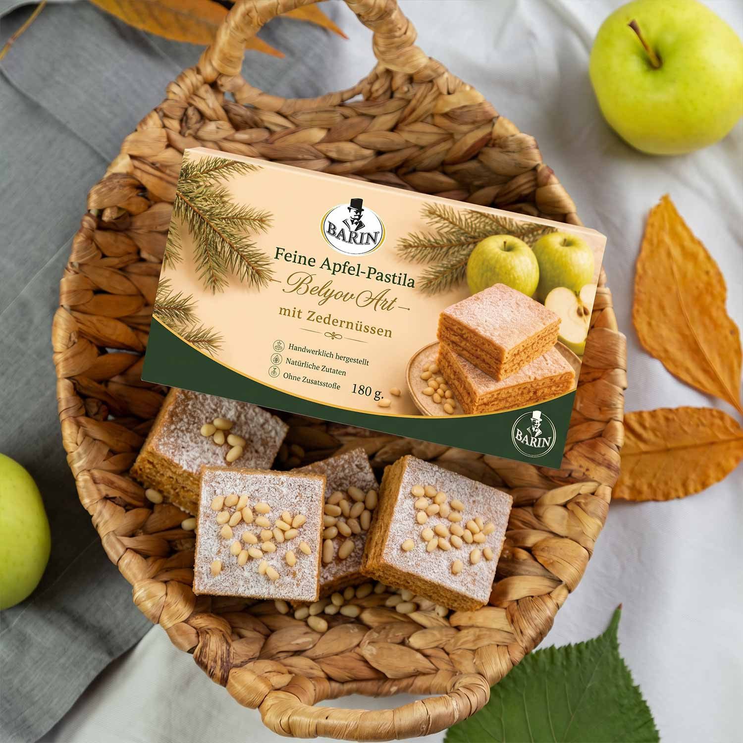 BARIN Süßigkeit Apfel-Pastila mit Zedernüssen, 1 x 180 g, 1 St. (Packung), mit feinen Zedernüssen für eine besondere Nussnote – Bild 3 von 4