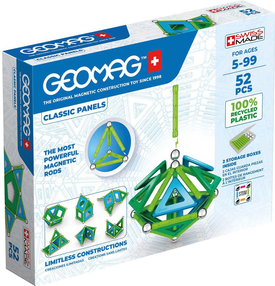 Geomag™ Magnetspielbausteine GEOMAG™ Classic Panels, Recycled, (52 St), aus recyceltem Material; Made in Europe