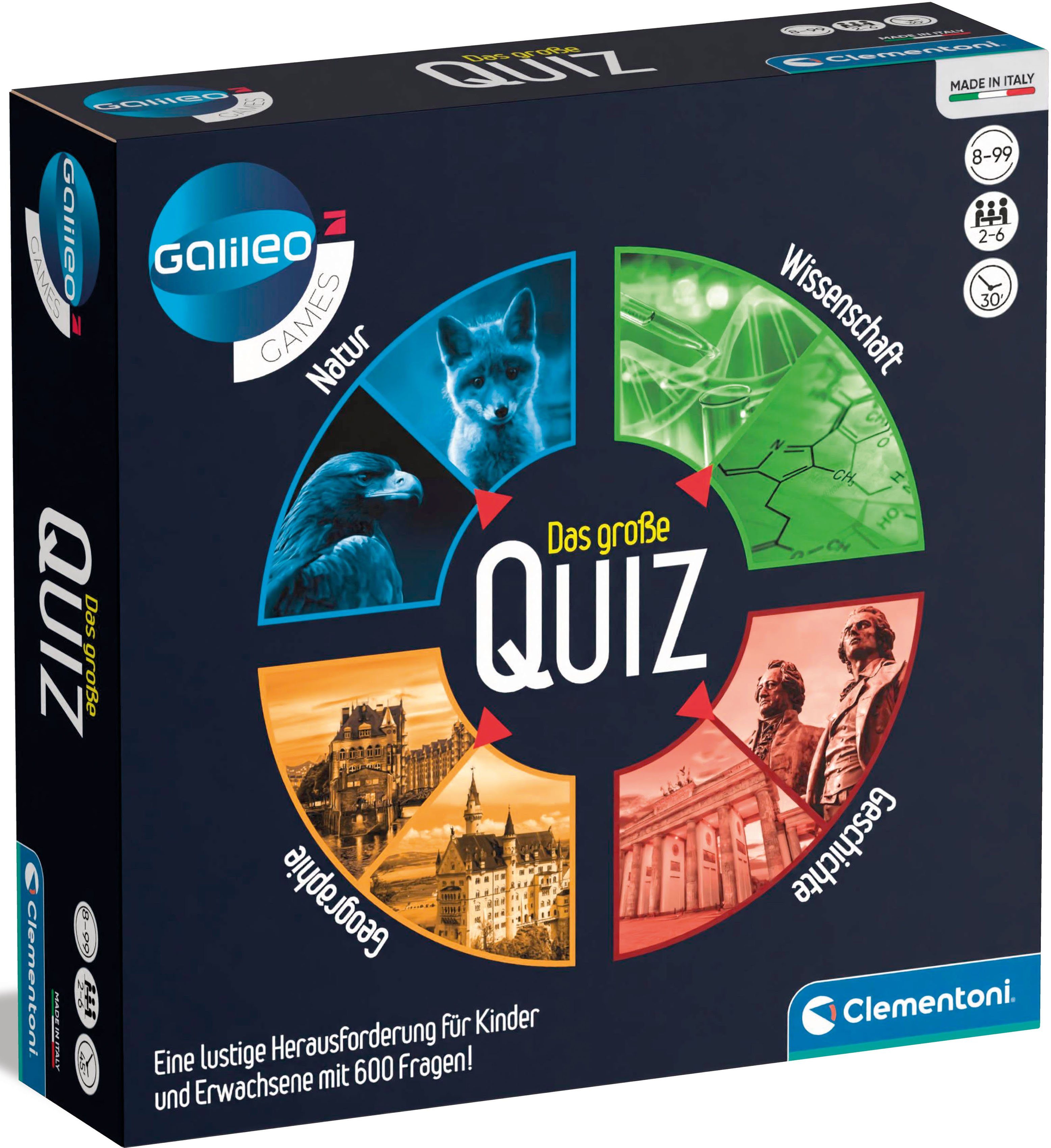Clementoni® Spiel Galileo, Das große Quiz, Wissensspiel, Made in Europe