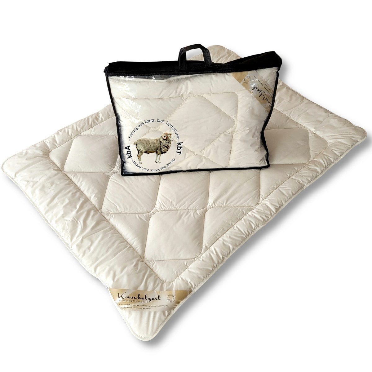 Meivita Kinderbettdecke Bio Merino Kinderdecke Winterdecke kbA und kbT in 100x135 cm, Füllung: 100% Wolle kbT, Bezug: 100% Baumwolle kbA, Bettdecke Hergestellt in Deutschland