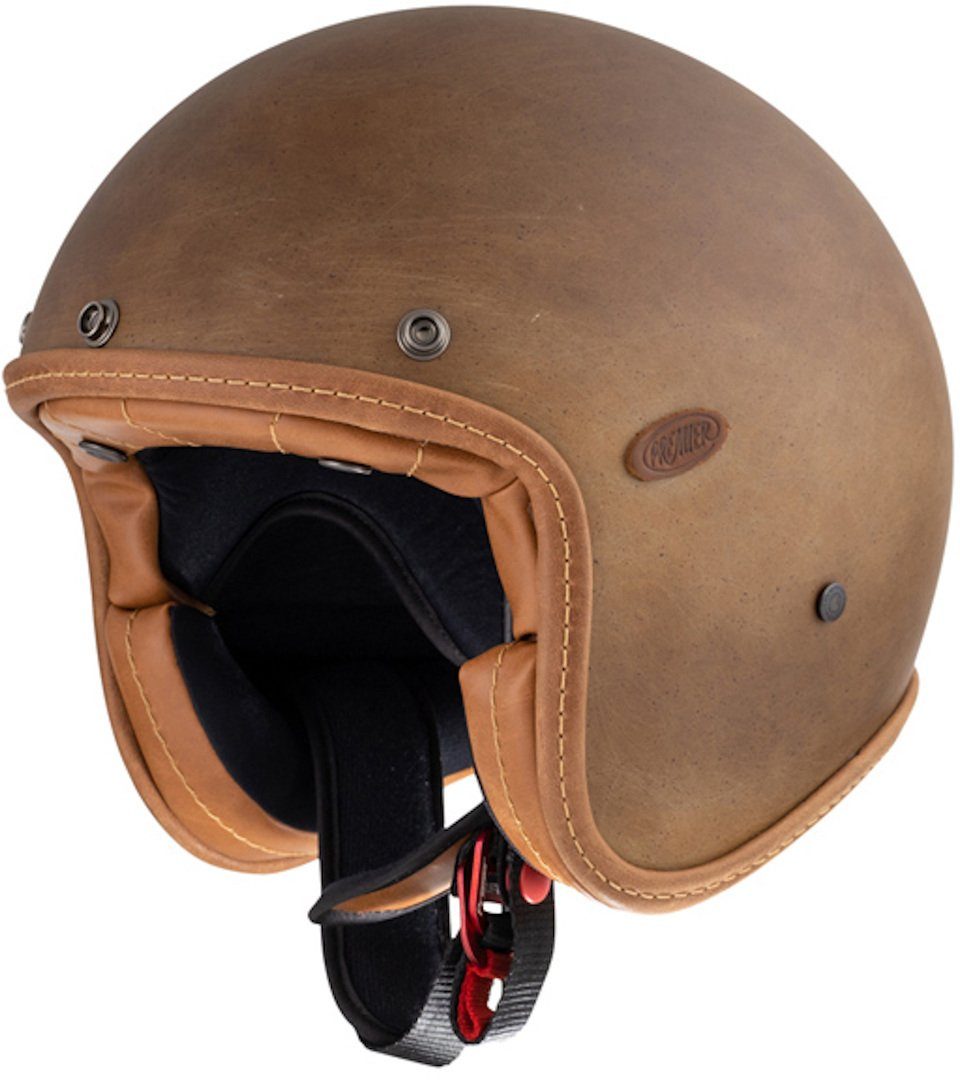 Premier Motorradhelm Le Petit Classic B.O.S. Brown Old Style BM Jethelm, Atmungsaktiv