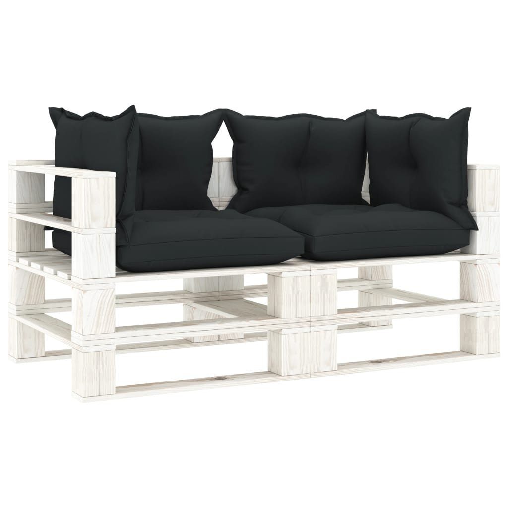 vidaXL Loungesofa Garten-Palettensofa 2-Sitzer mit Kissen in Anthrazit Holz, 1 Teile