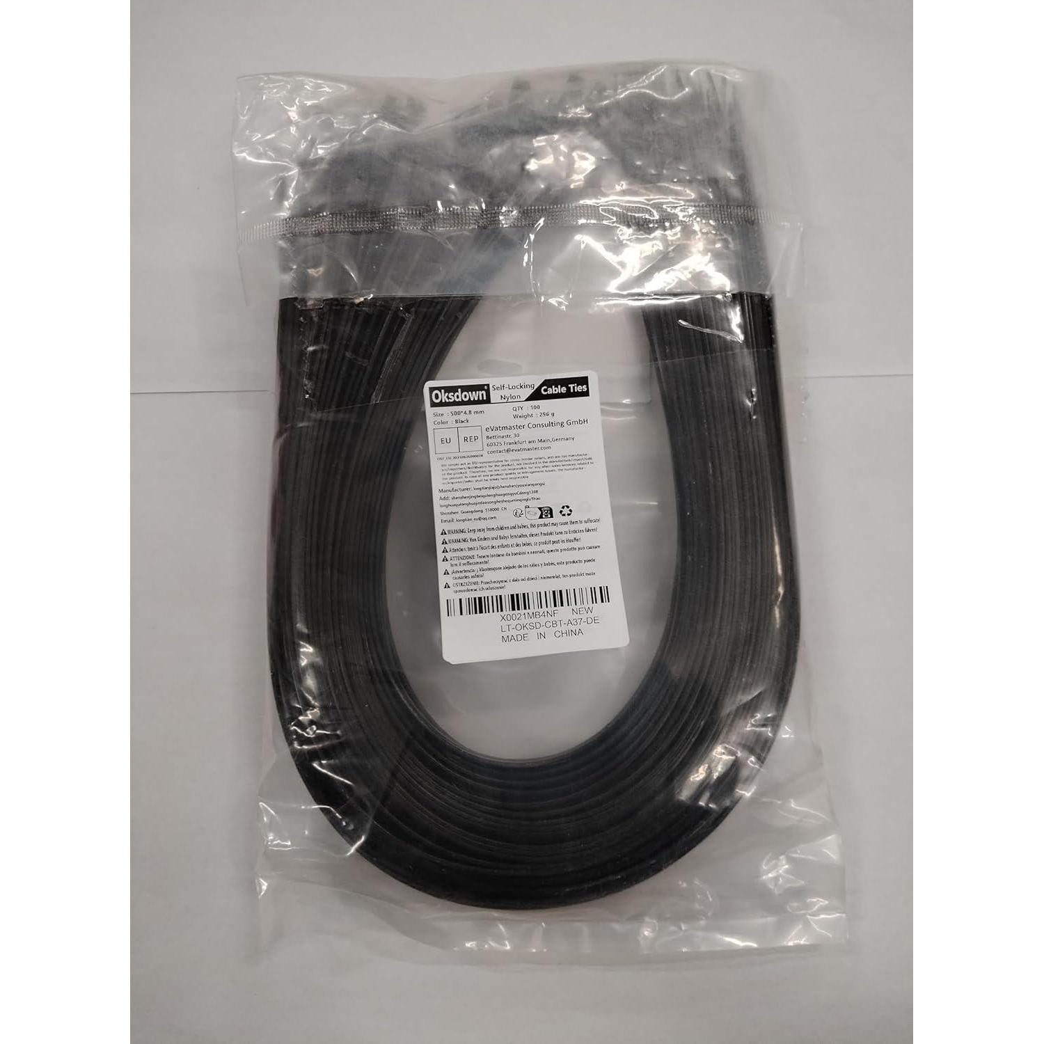 LuxusKollektion Kabelbinder Kabelbinder 500mm 4.8mm Schwarz Nylon 100stk UV