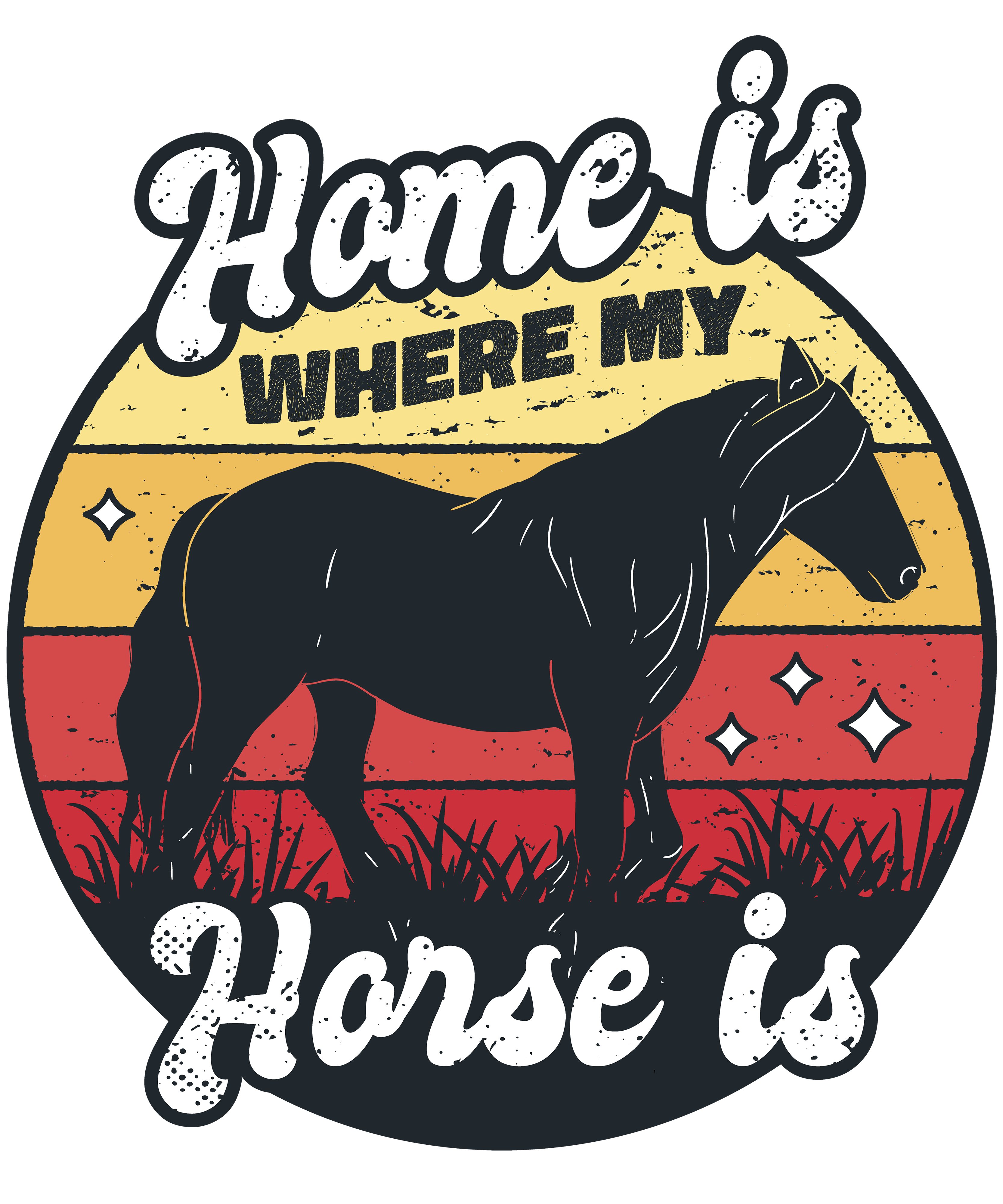 Home Aufdruck, - T-Shirt my is horse rot Print-Shirt bedrucktes Mädchen i156 MyDesign24 where Baumwollshirt mit is