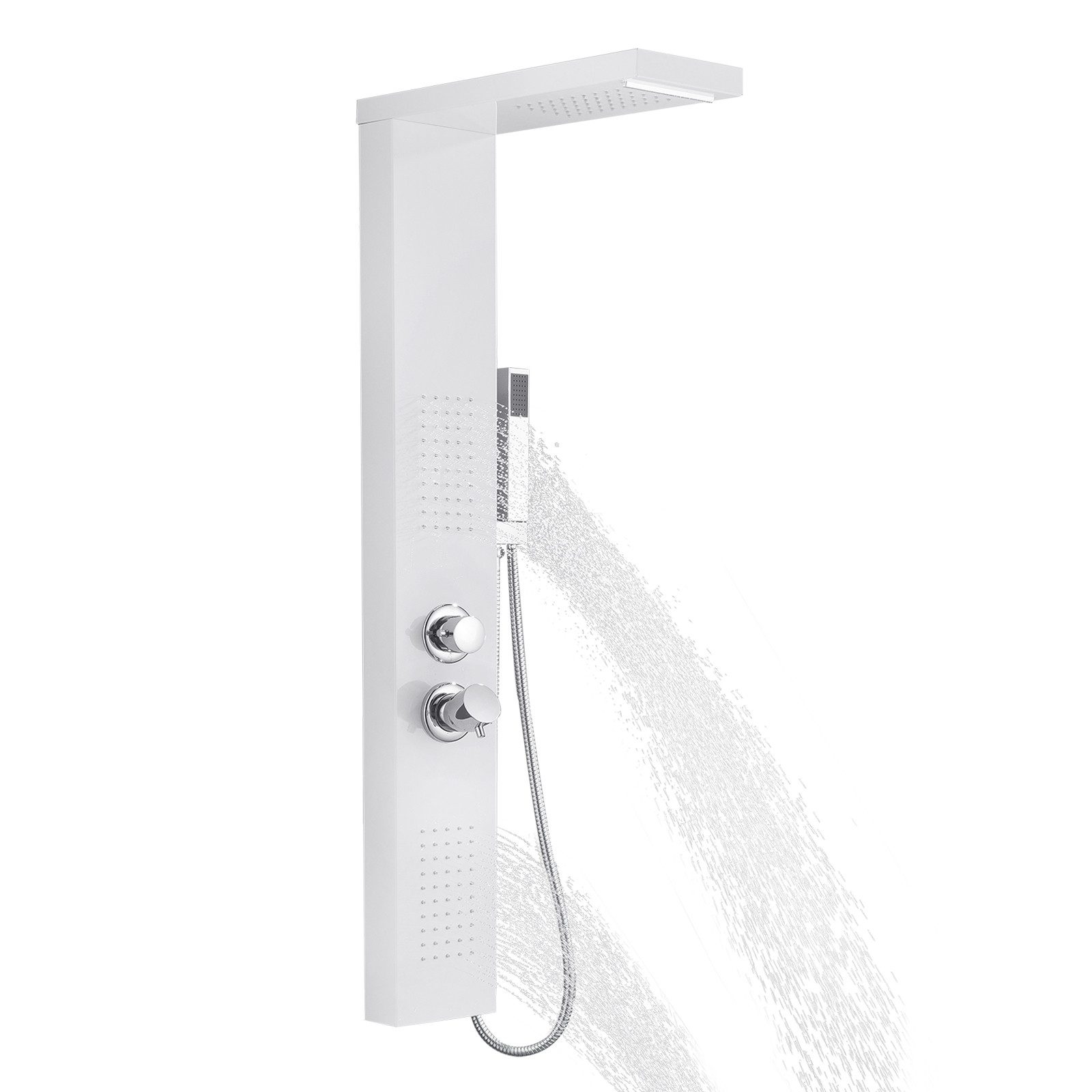 FIVMEN Duschsystem Duschpaneel Edelstahl Gebürstet Duscharmatur Duschset mit Regendusche, 5 Duschmodi Massagedusche, Wasserfalldusche, Handbrause Duschset