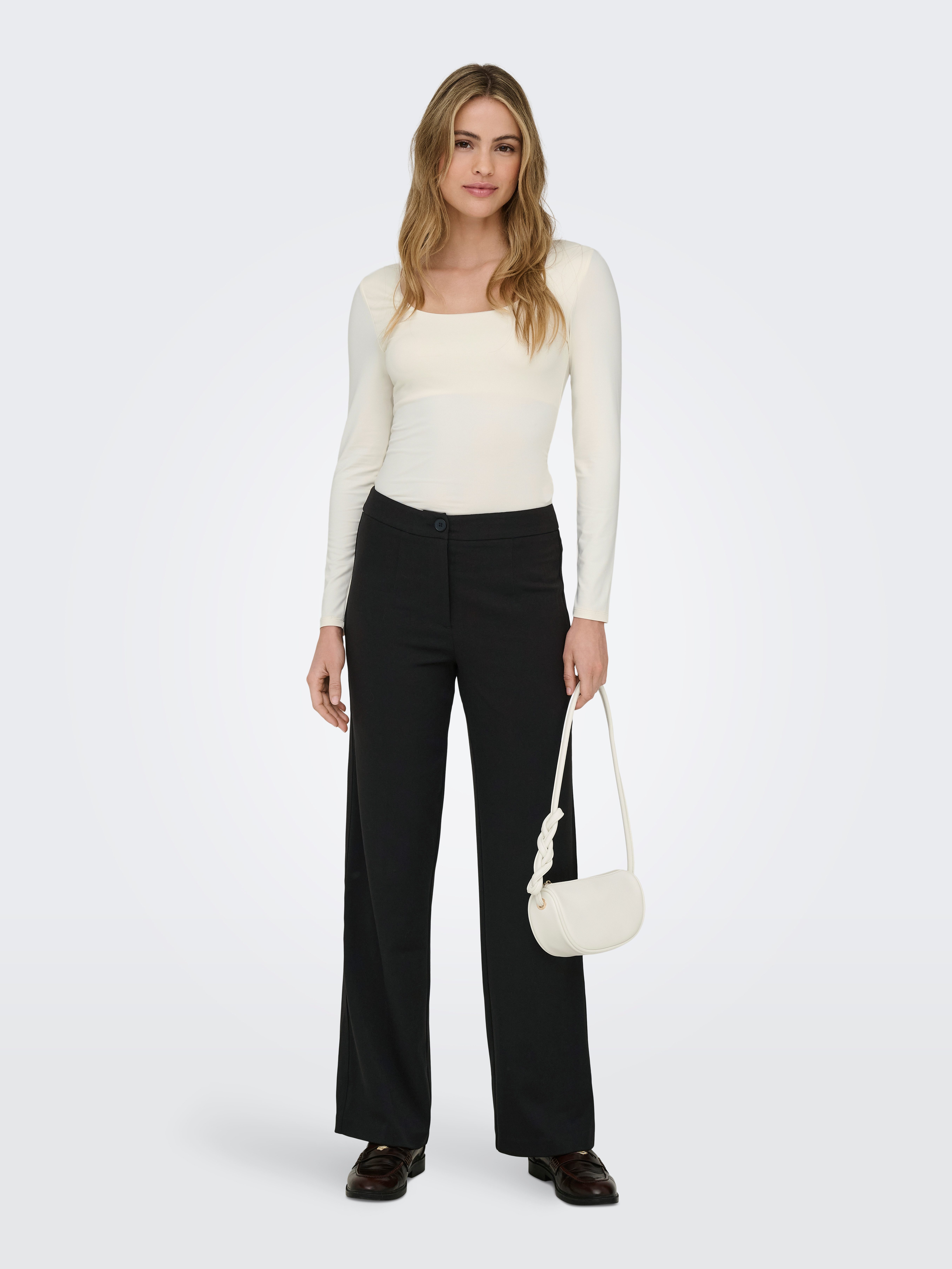 ONLY Anzughose ONLMIA – Anzughose mit hoher Taille und Stretch gerade Form, modisch, Materialmix, Web