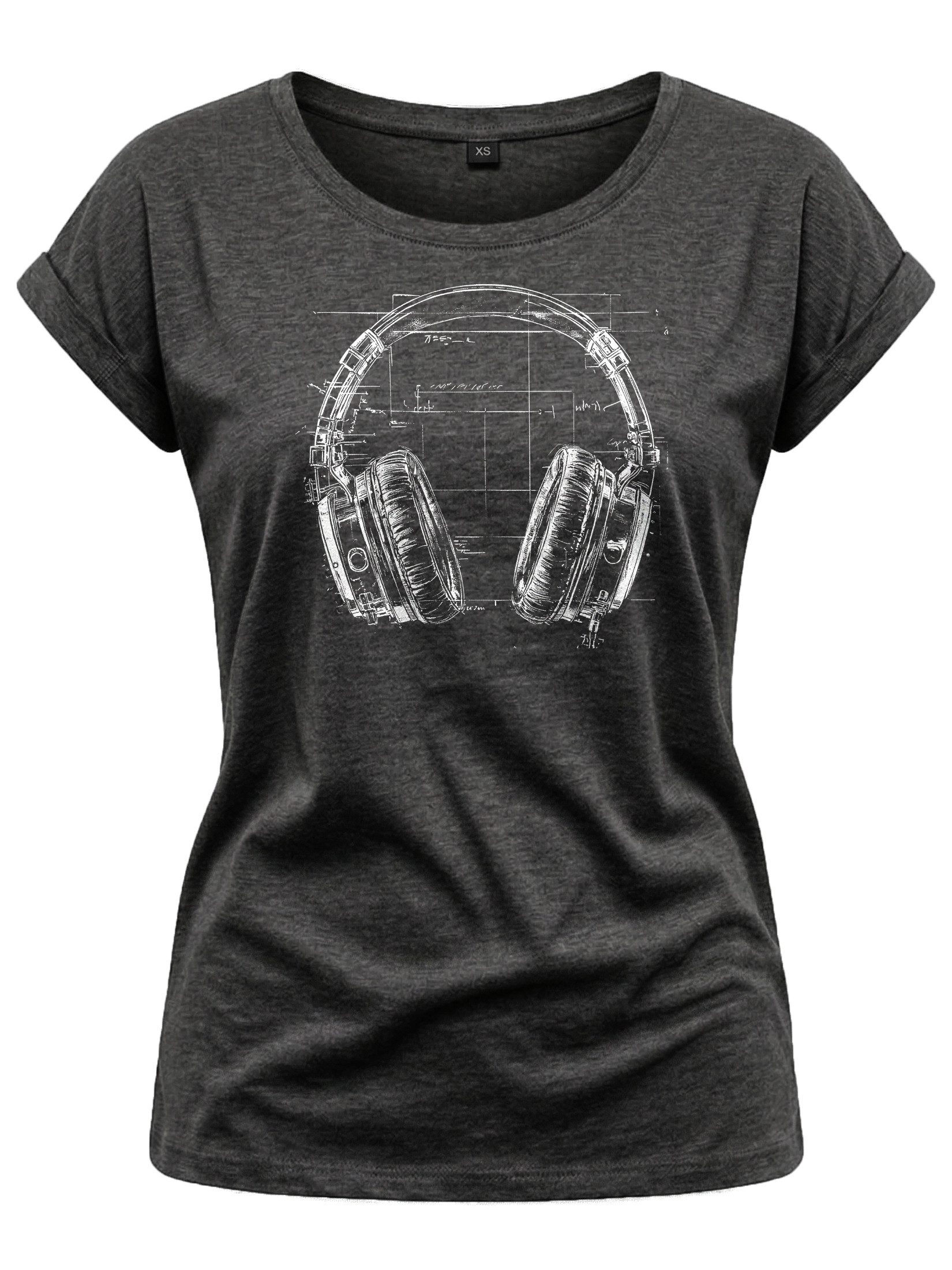Print-Shirt Damen Kopfhörer Motiv Hipster Musik Top Hip Hop Outfit Cool