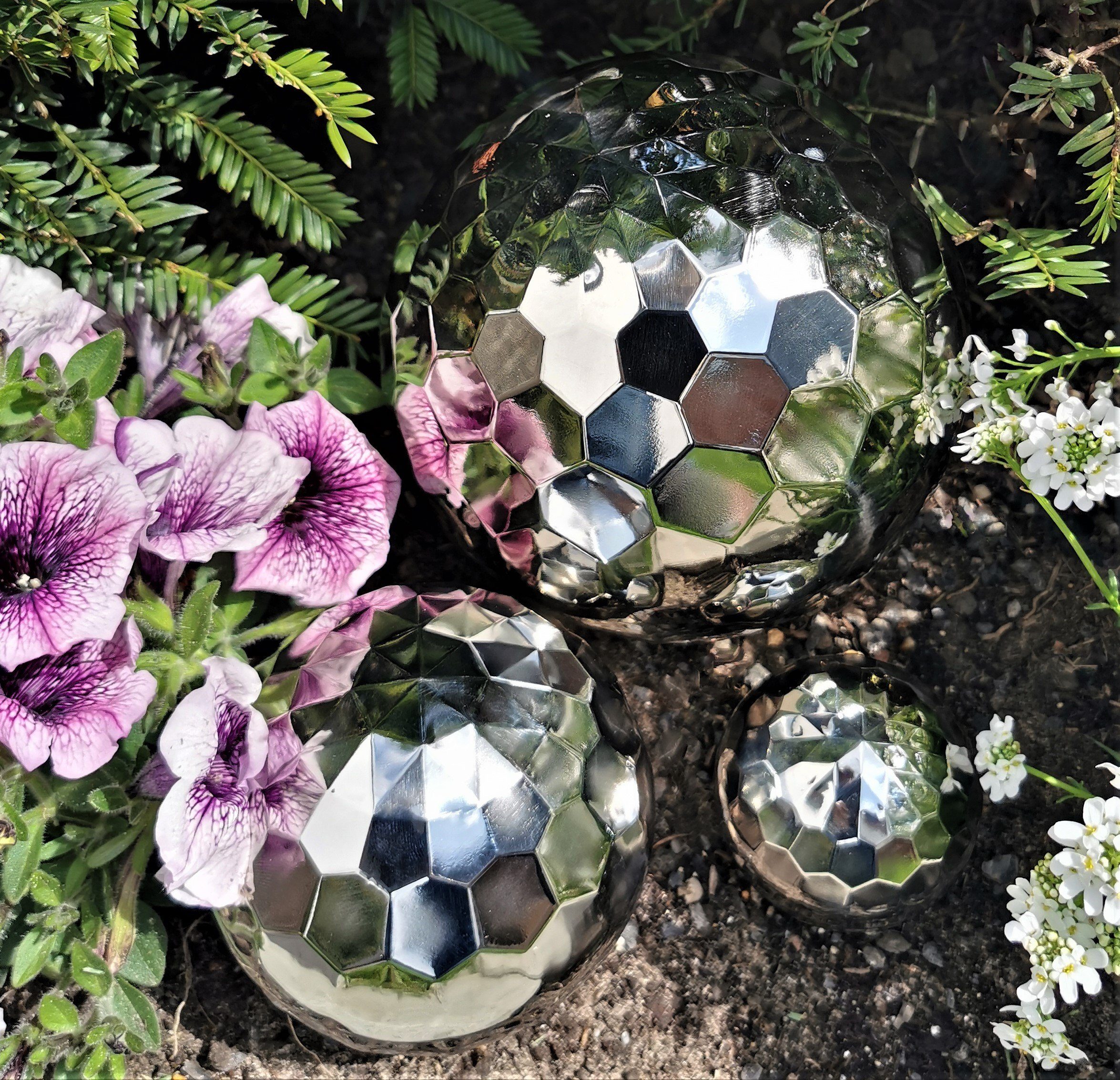 Jürgen Bocker - Gartenambiente Dekokugel Dekokugel Diamond 3er Set Edelstahl poliert Kugel Dekorationskugel