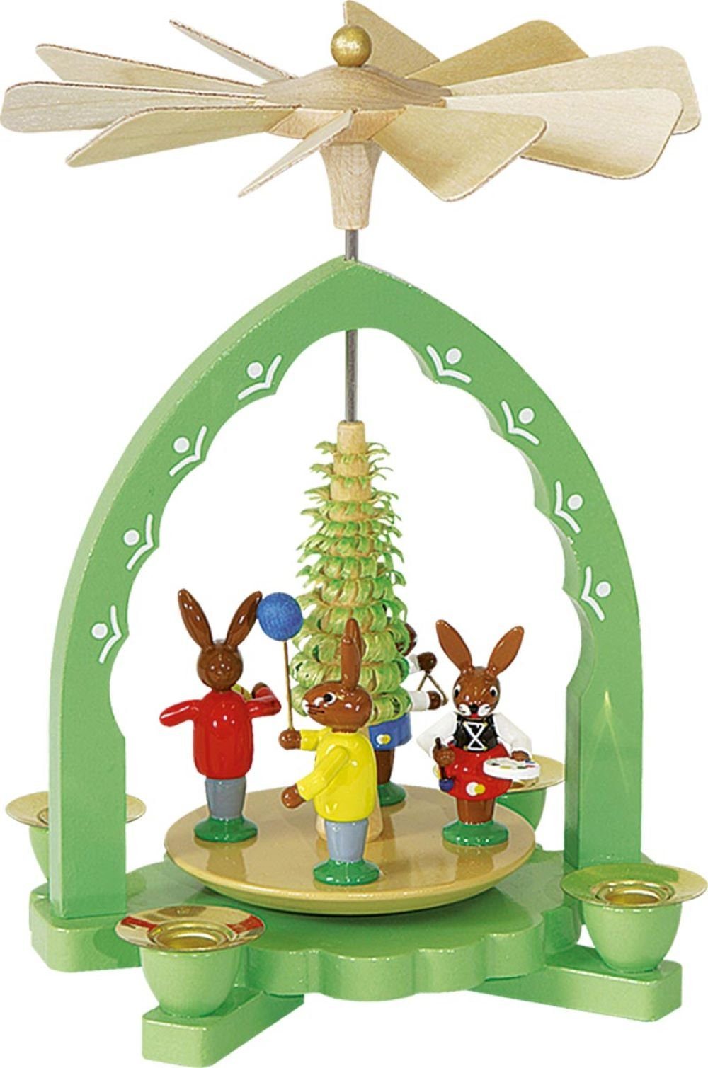 Richard Glaesser Osterhase Pyramide Hasenkinder, Handwerkskunst original Erzgebirge