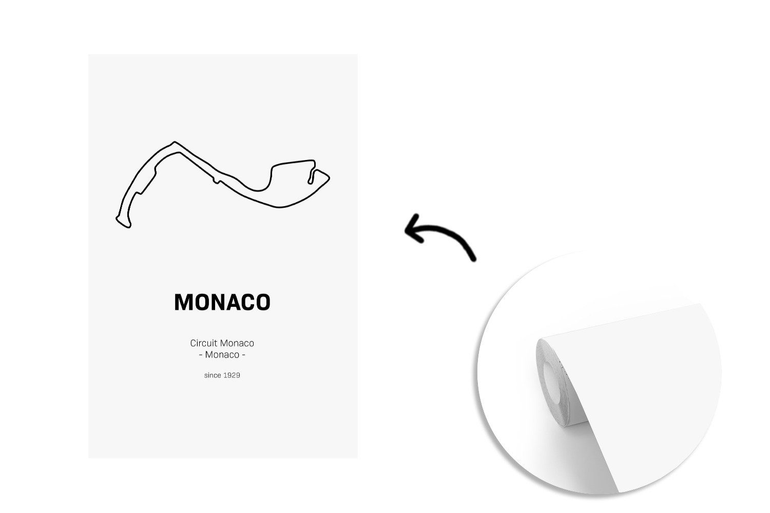 MuchoWow Fototapete Monaco - Matt, für St), bedruckt, F1, Vinyl Wandtapete Rennstrecke Wohnzimmer, (3 Tapete - Montagefertig