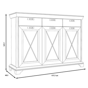 Newroom Vitrine Lucy Vitrine Pinie Weiß Modern Landhaus Vitrinenschrank Glasvitrine