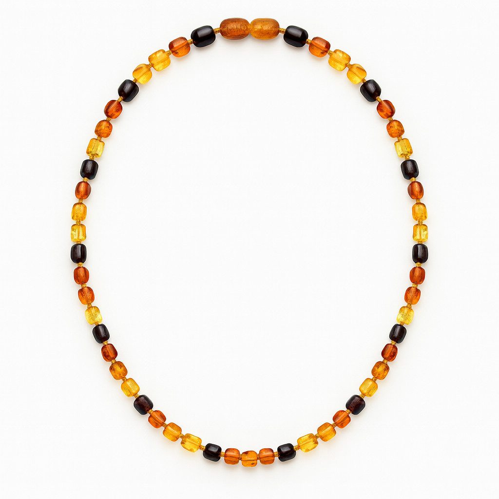 M-Punkt24 Collier Bernstein (Halskette, 45cm, Echter Bernstein, Partner-Look, inkl. Etui), Damen und Herren - Unisex Schmuck