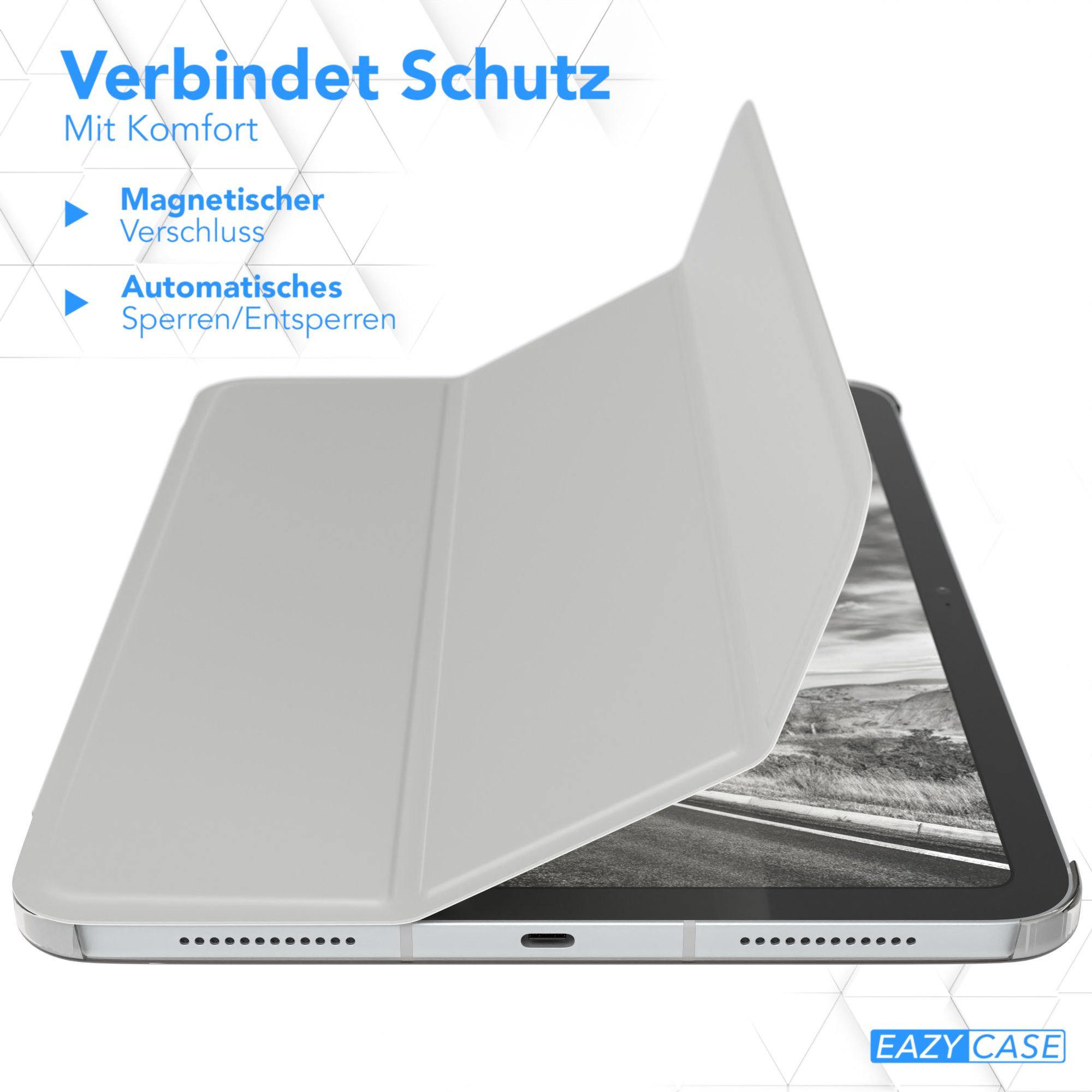EAZY CASE Tablet-Hülle Smartcase für Apple iPad 2025 (11. Gen) 11 Zoll, Tablet Case Bookcover Smart Flipcase Schutztasche magnetisch Hellgrau – Bild 3 von 5