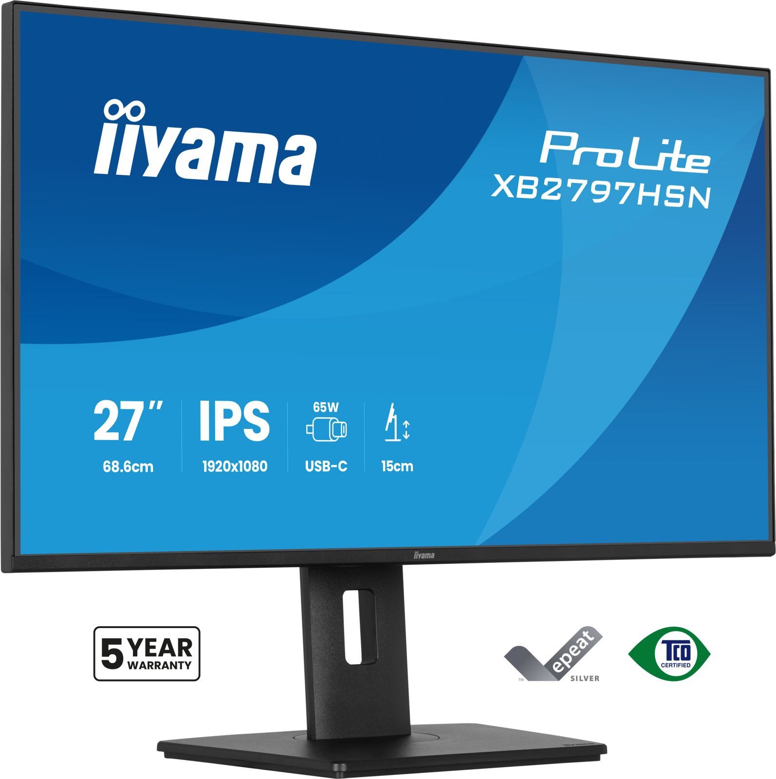 Iiyama iiyama XB2797HSN-B1 TFT-Monitor (1920 x 1080 px, Full HD, 100 Hz, IPS, Adaptive-Sync, Lautsprecher, HDCP, Pivot, Höhenverstellbar)